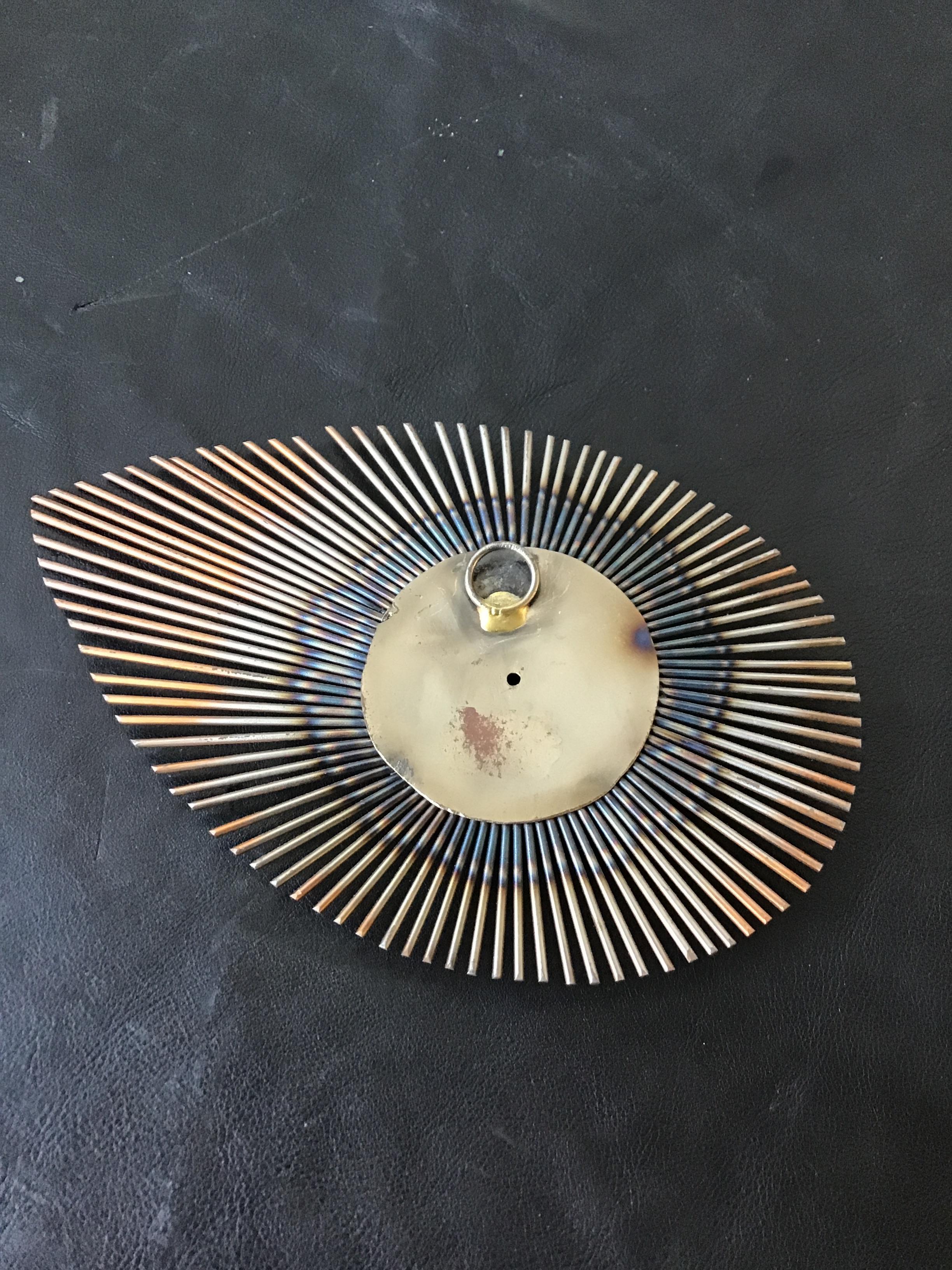 1970s Small Mexican Steel Sunburst Wall Hanging 1