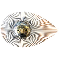 1970s Small Mexican Steel Sunburst Wall Hanging