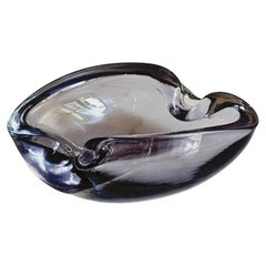 1970s Small Murano Glass Grey Bowl