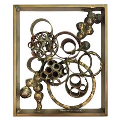 1970s Small Rectangular Brutalist Copper, Brass and Bronze Welded Sculpture