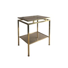 1970s Small Rectangular Two-Tier Brass Side Table by Guy Lefevre 1970s Small Rectangular Two-Tier Brass Side Table by Guy Lefevre