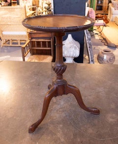1970s Small Round English Side Table in Mahogany
