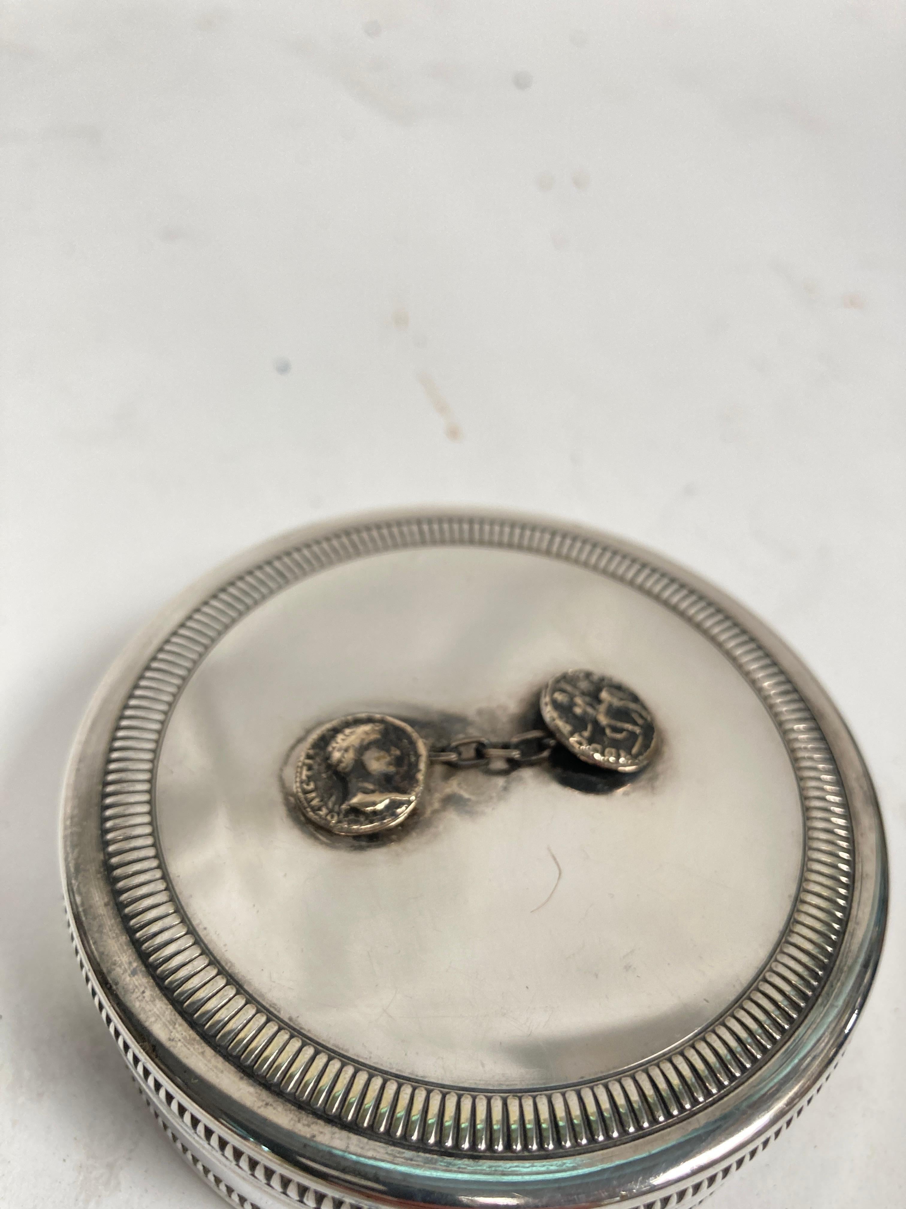 French 1970's small silver plated boxe by Christian Dior For Sale