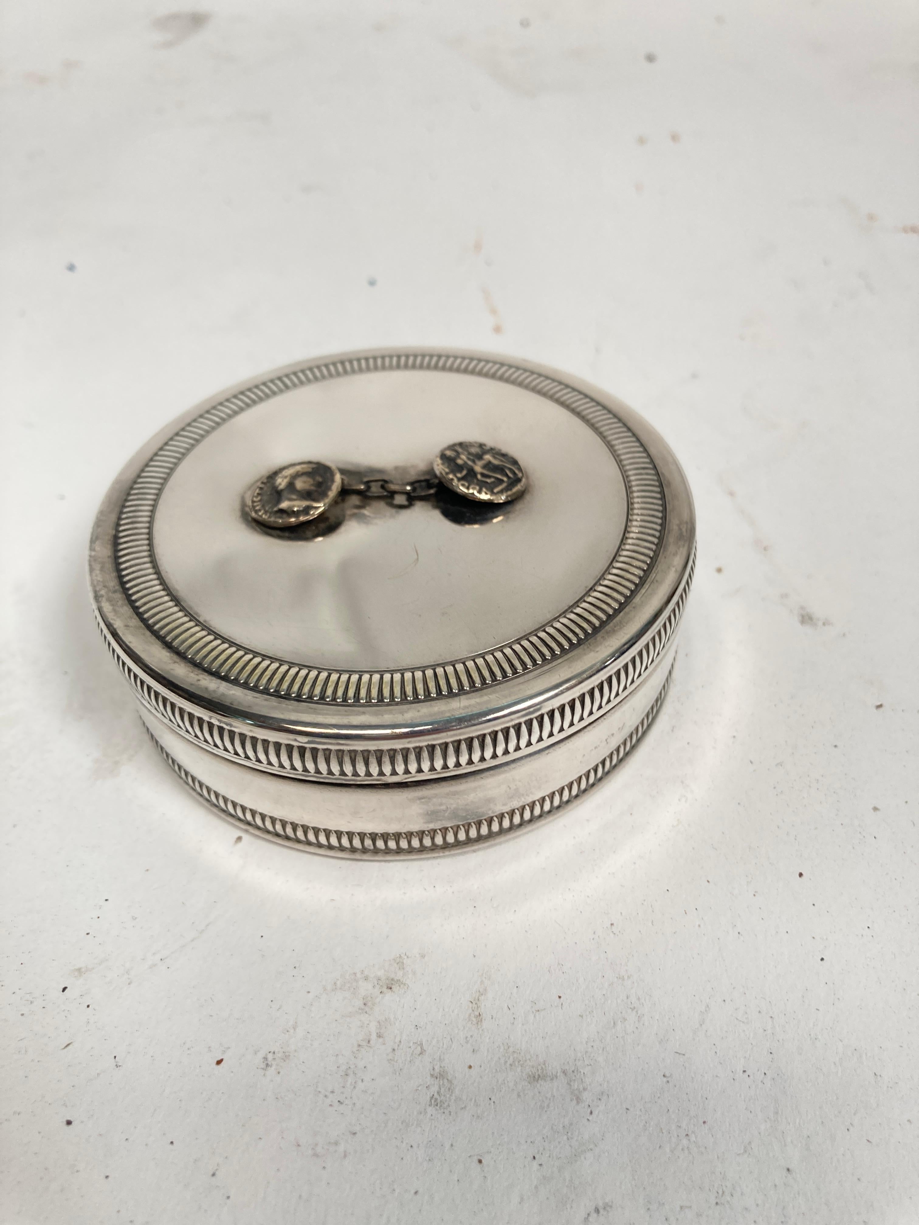 1970's small silver plated boxe by Christian Dior In Good Condition For Sale In New York, NY