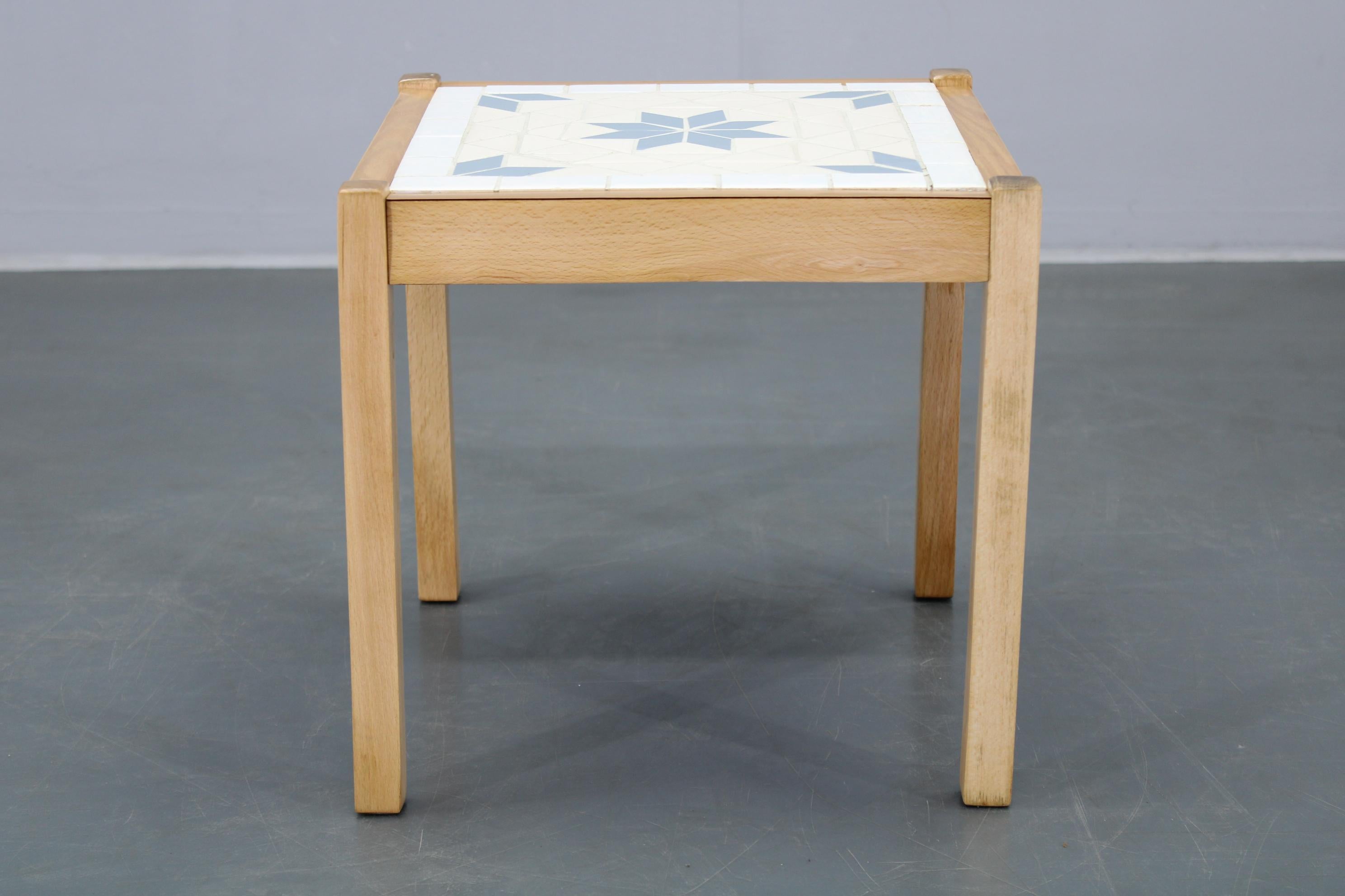 Mid-Century Modern 1970s Small Tile Beech Table, Denmark For Sale