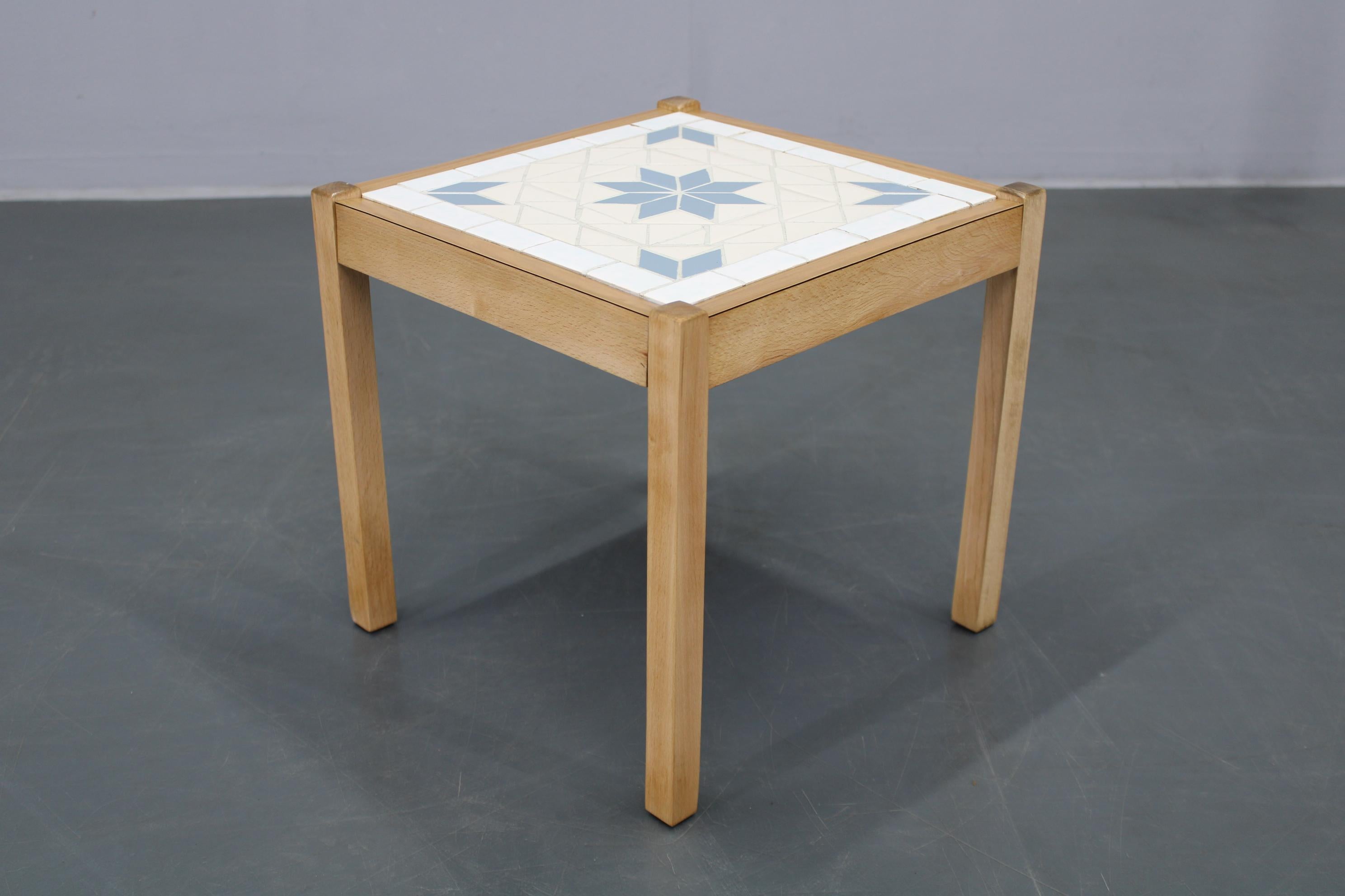 Danish 1970s Small Tile Beech Table, Denmark For Sale