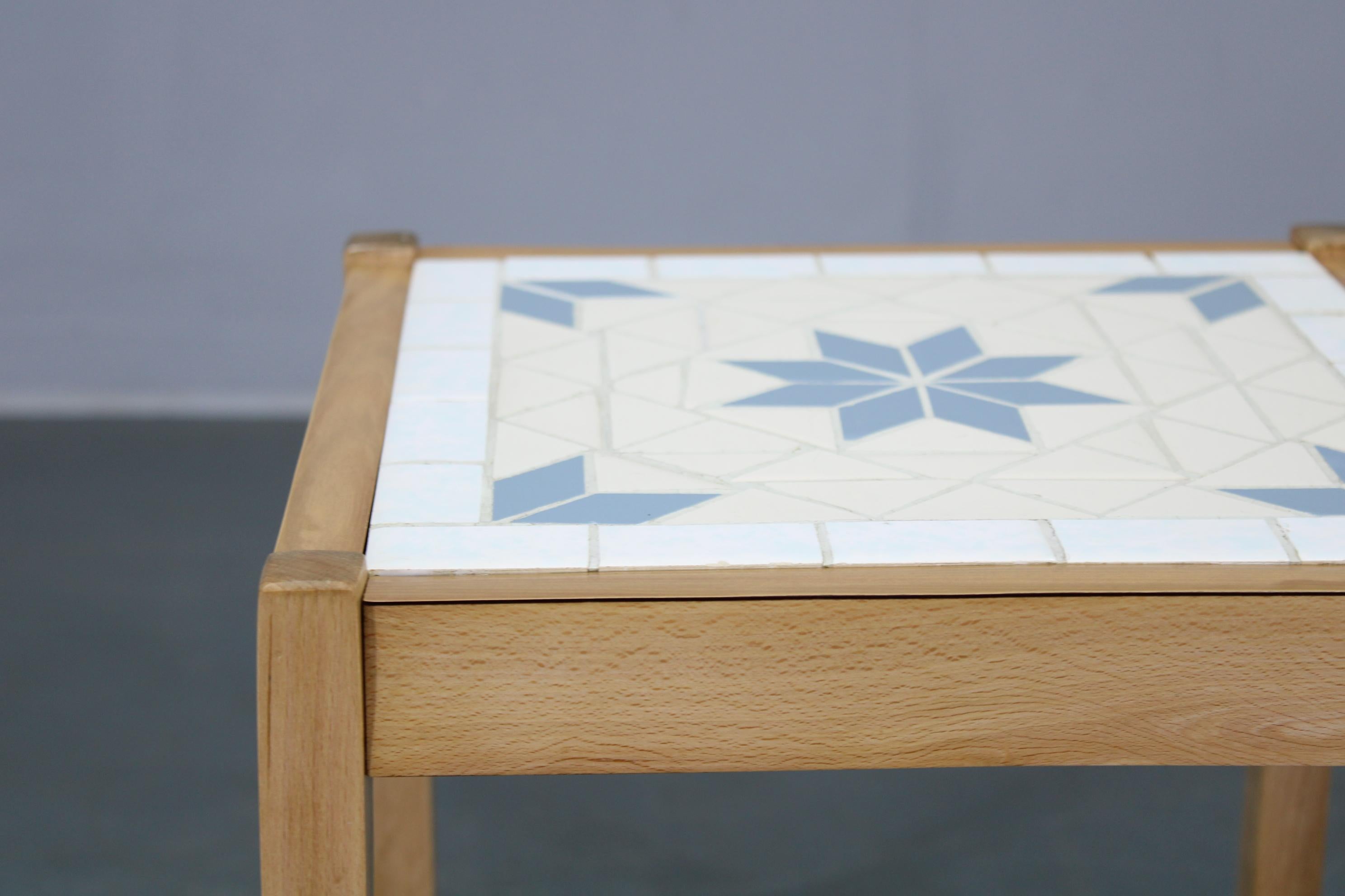 Late 20th Century 1970s Small Tile Beech Table, Denmark For Sale