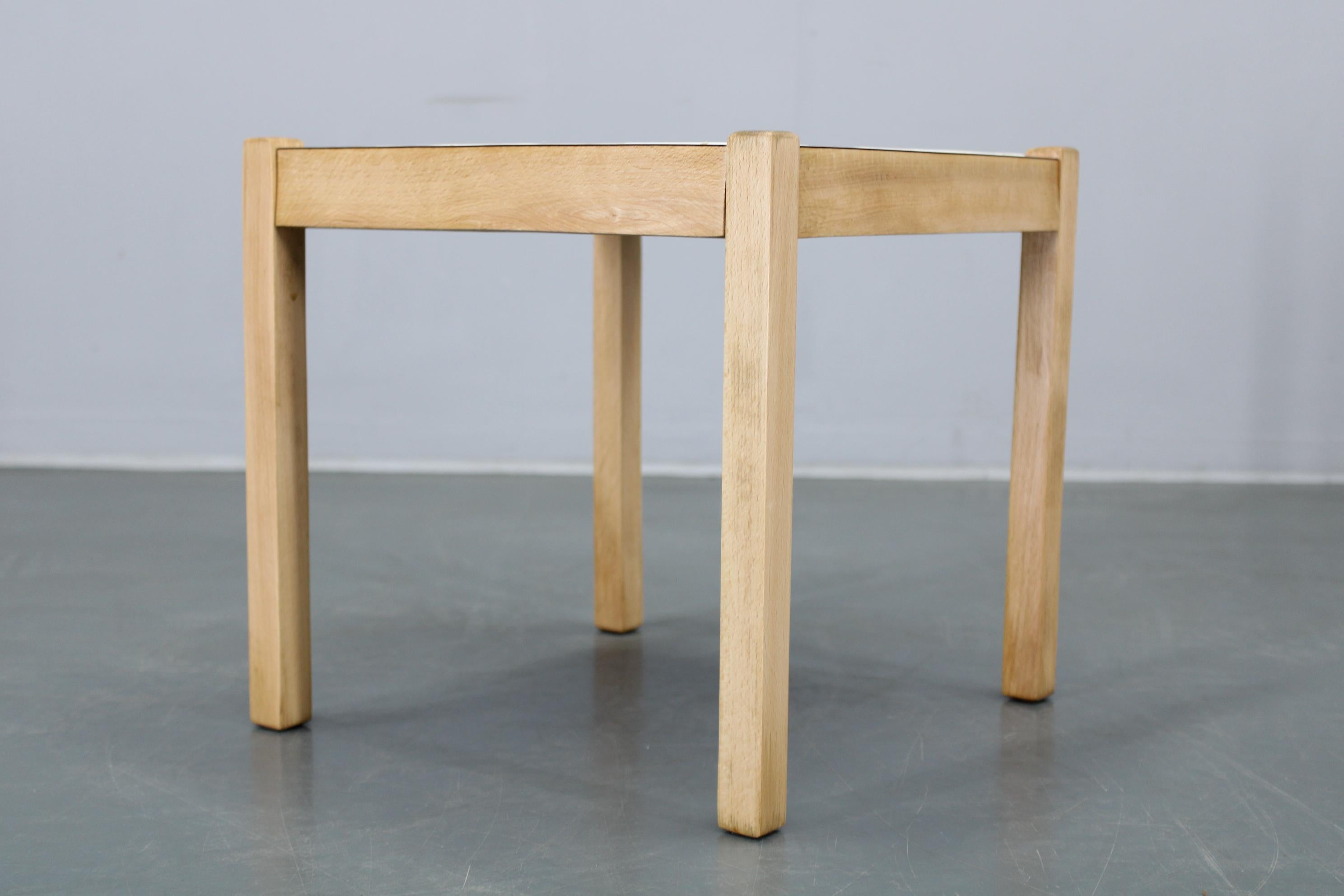 Wood 1970s Small Tile Beech Table, Denmark For Sale