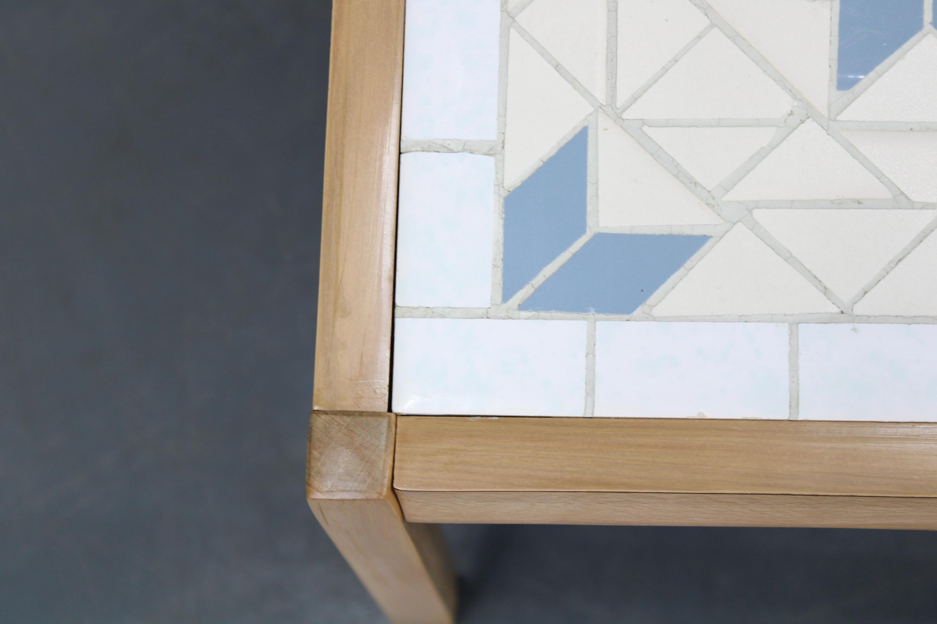 1970s Small Tile Beech Table, Denmark For Sale 1