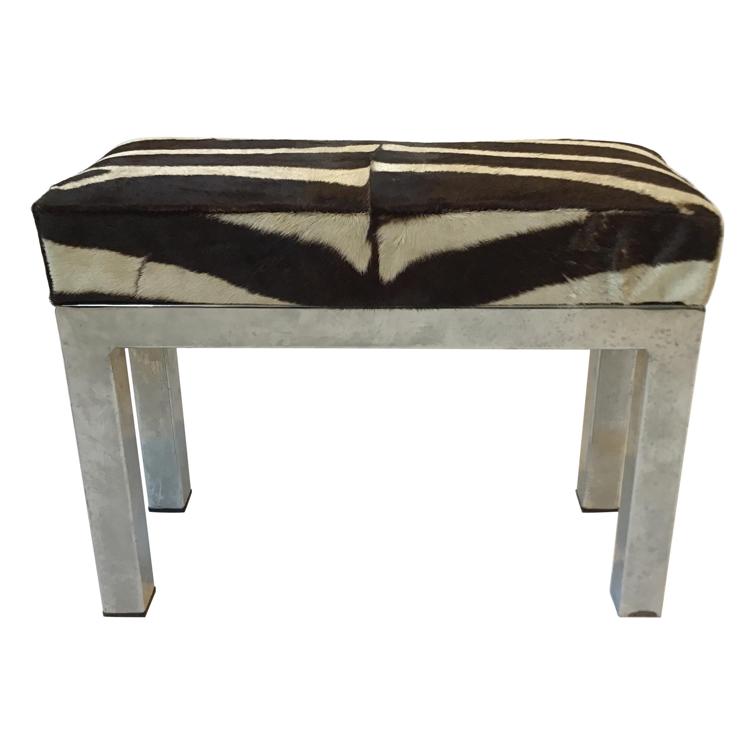 Rare Authentic Brown Zebra Hide Bench For Sale at 1stDibs