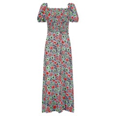 Used 1970s Smocked Floral Maxi Dress
