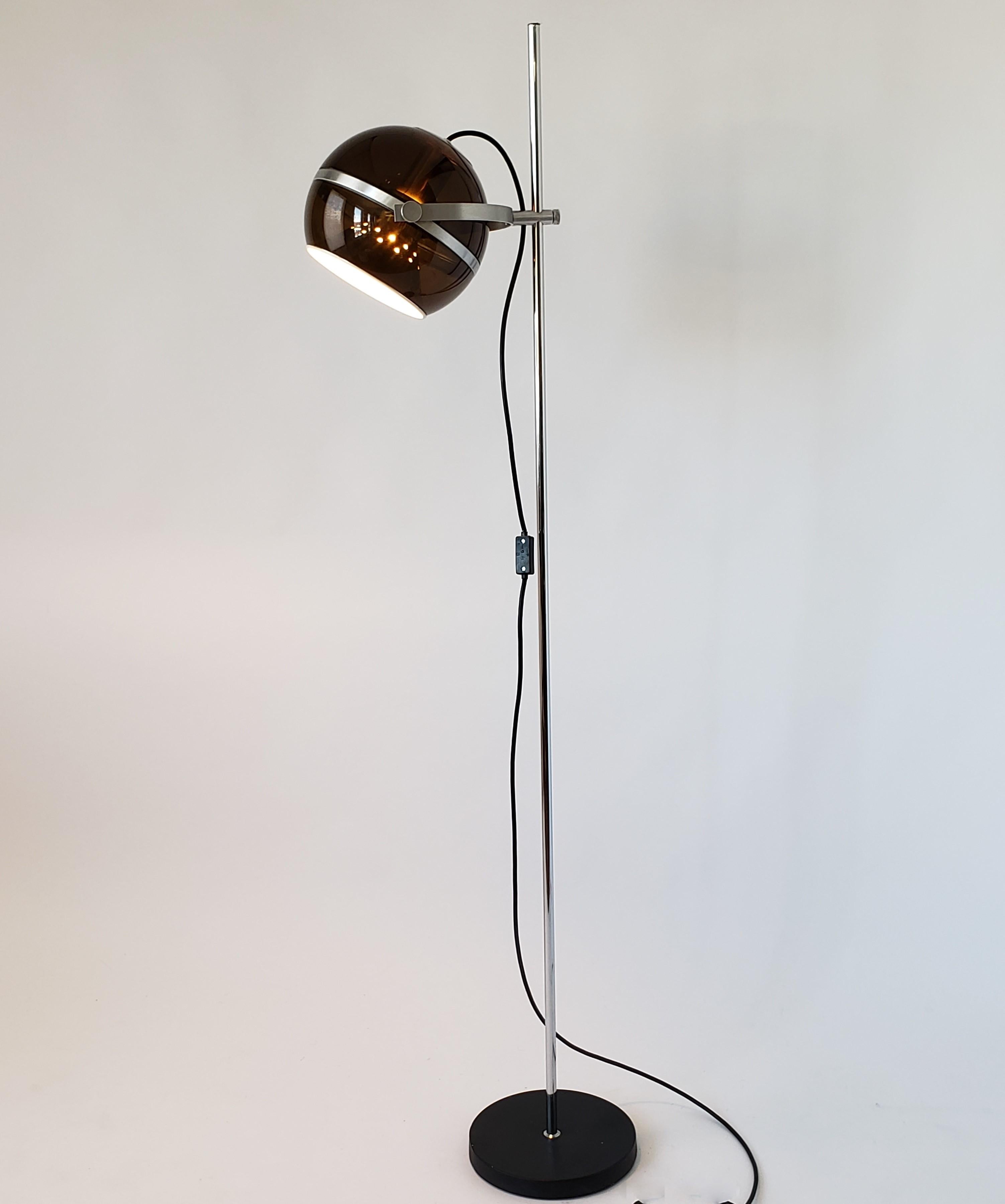 Mid-Century Modern 1970s Smoked Acrylic Shade Floor Lamp from Holland