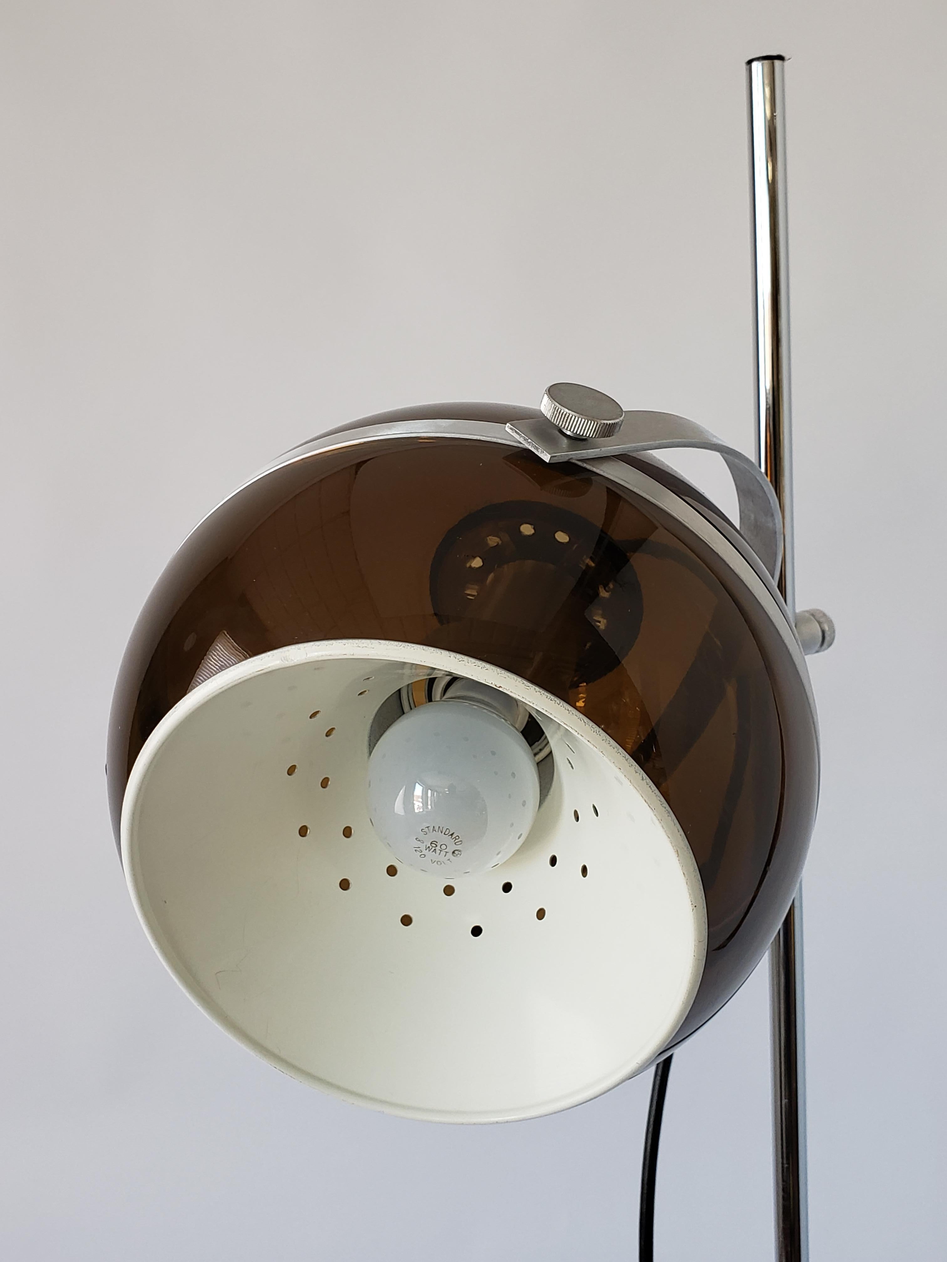 Aluminum 1970s Smoked Acrylic Shade Floor Lamp from Holland