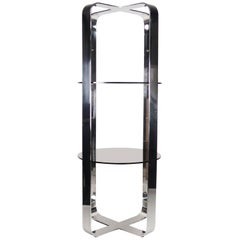 1970s Smoked Glass and Chrome Étagère