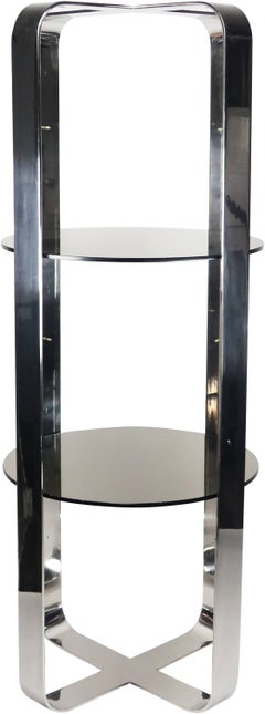 1970s Smoked Glass and Chrome Étagère