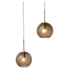 1970s Smoked Glass Globe Pendant Lights