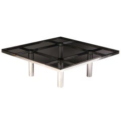 1970s Smoked Glass Low Table by Tobia Scarpa for Knoll