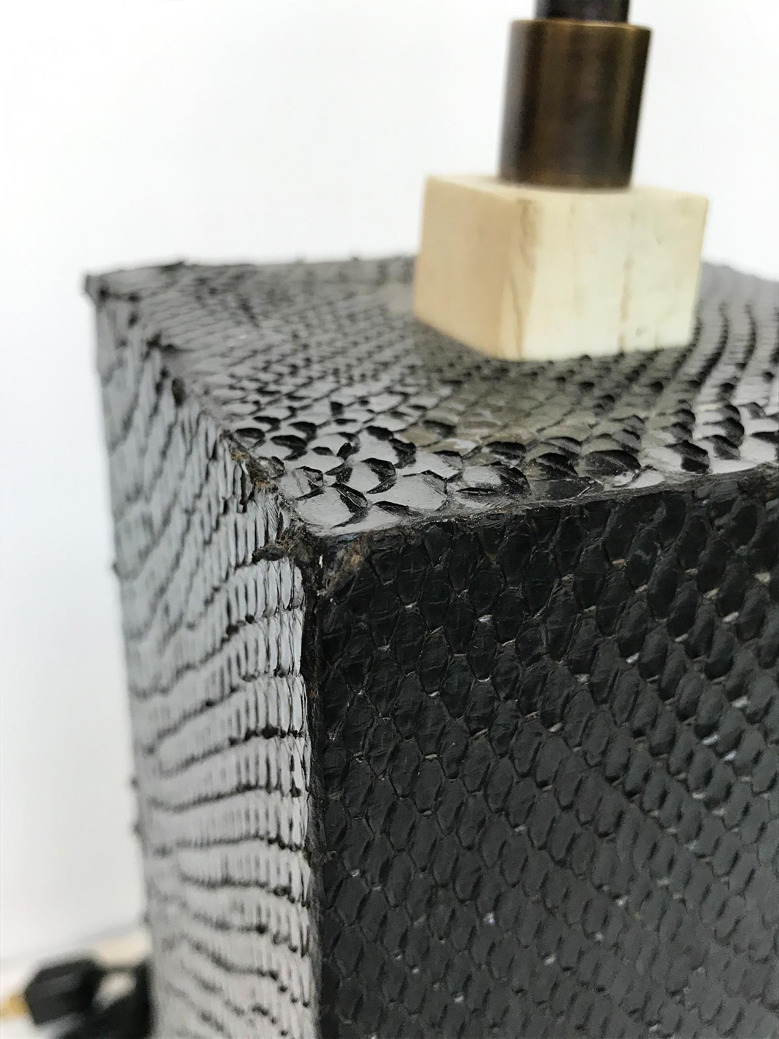 Pair of 1970s Snakeskin Table Lamps in the Style of Karl Springer 3