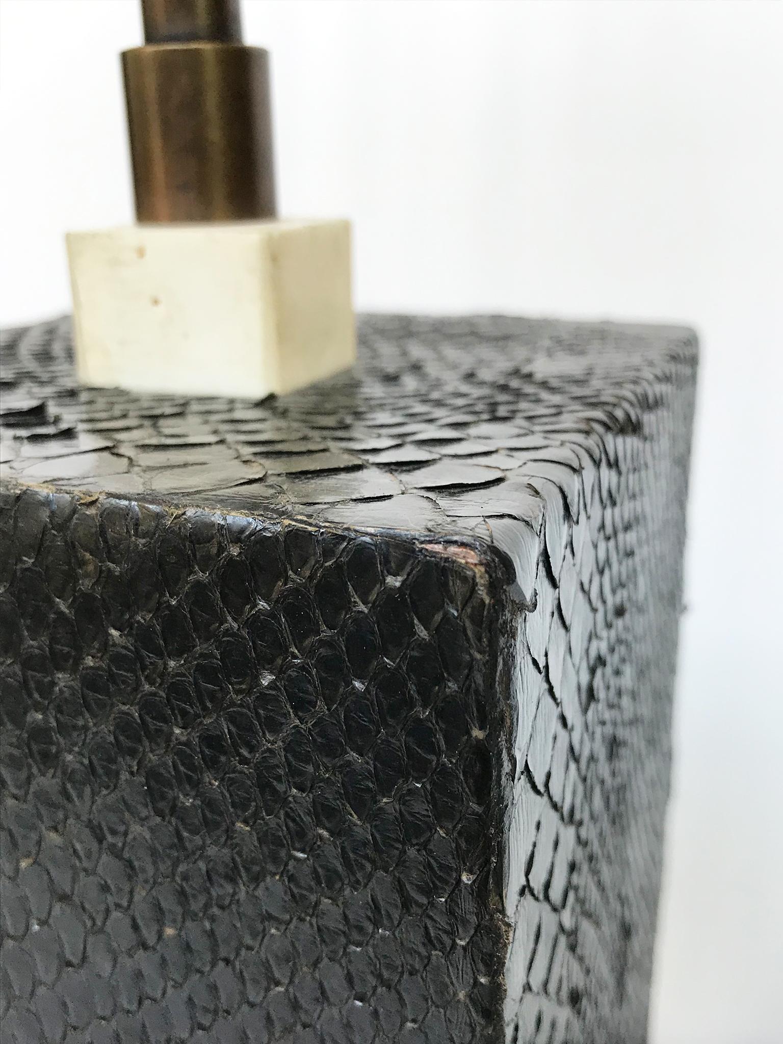 Pair of 1970s Snakeskin Table Lamps in the Style of Karl Springer 4