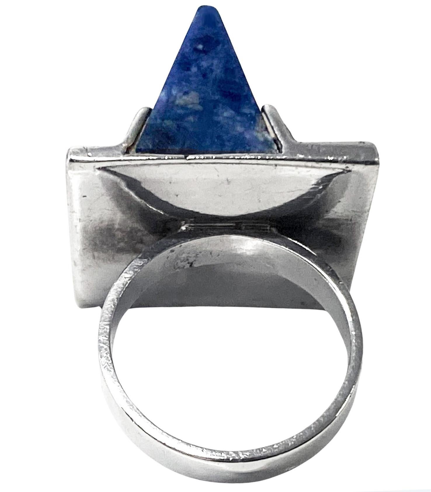 Modernist 1970’s Sodalite and Sterling Ring. For Sale