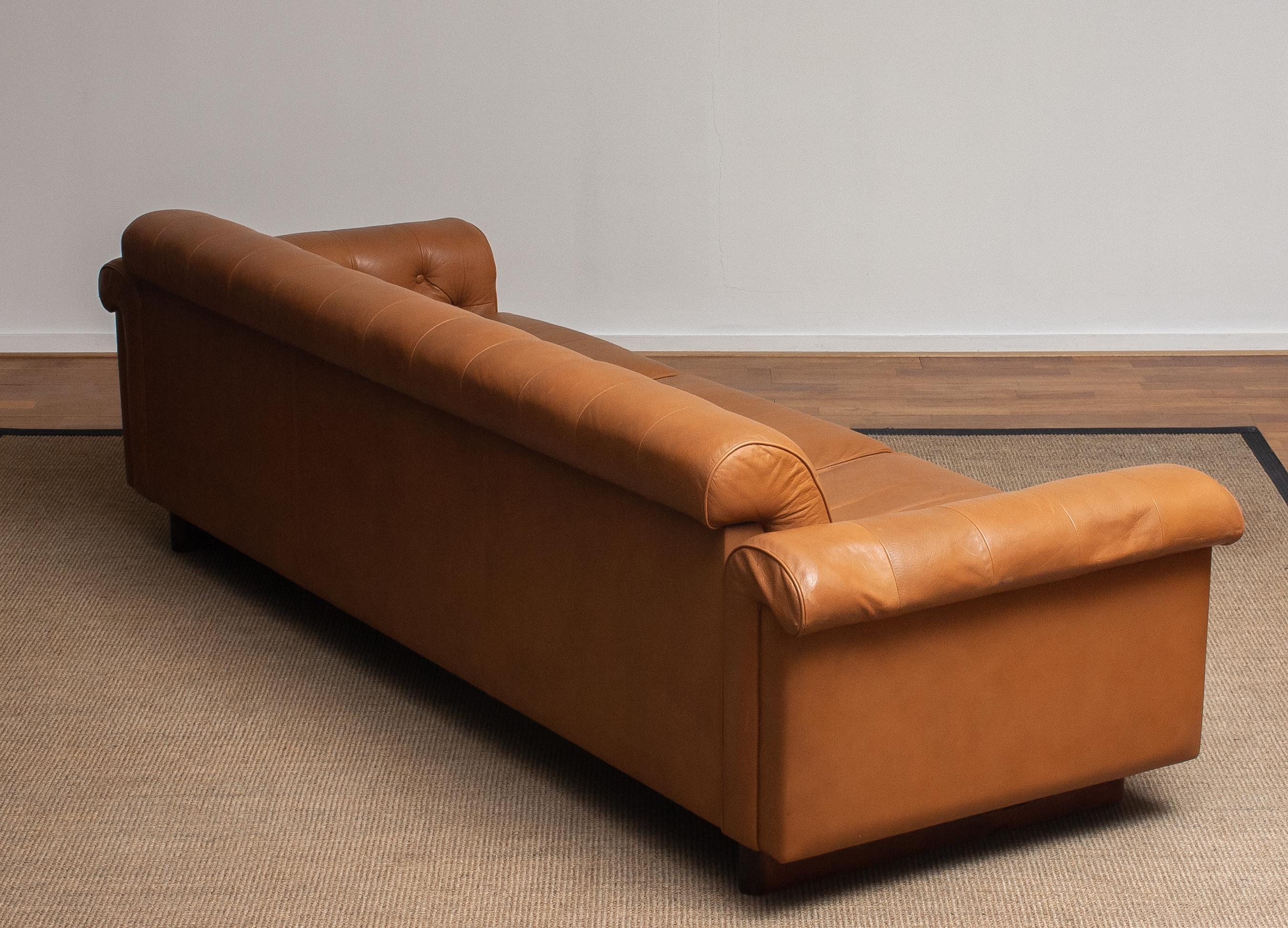 1970's Sofa by Karl Erik Ekselius for Joc Design in Camel Color Tufted Leather 7