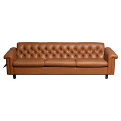 1970's Sofa by Karl Erik Ekselius for JOC Design in Camel Color Tufted Leather