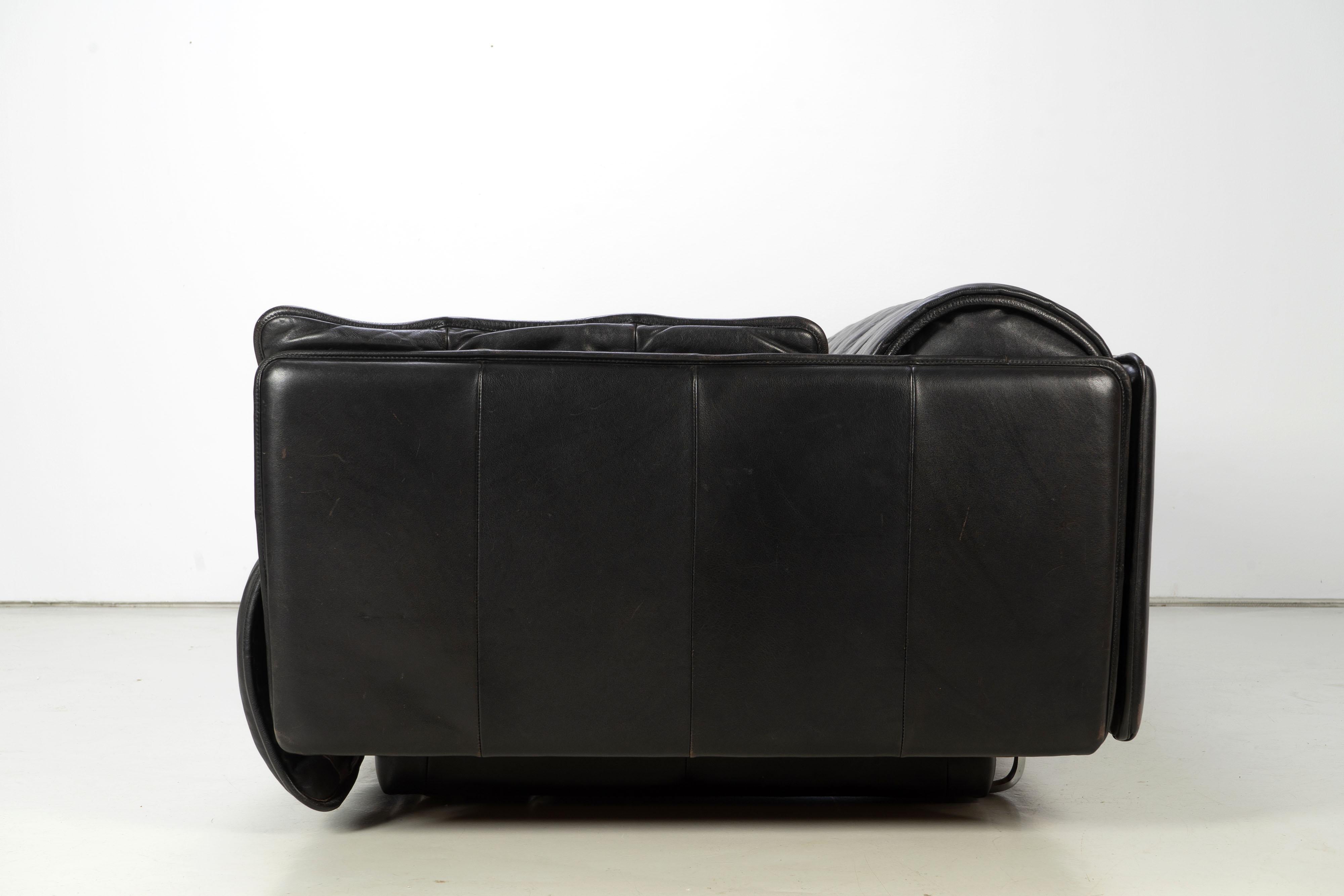 1970s Sofa De Sede DS-69 Switzerland Black Leather Daybed In Good Condition In Rosendahl, DE
