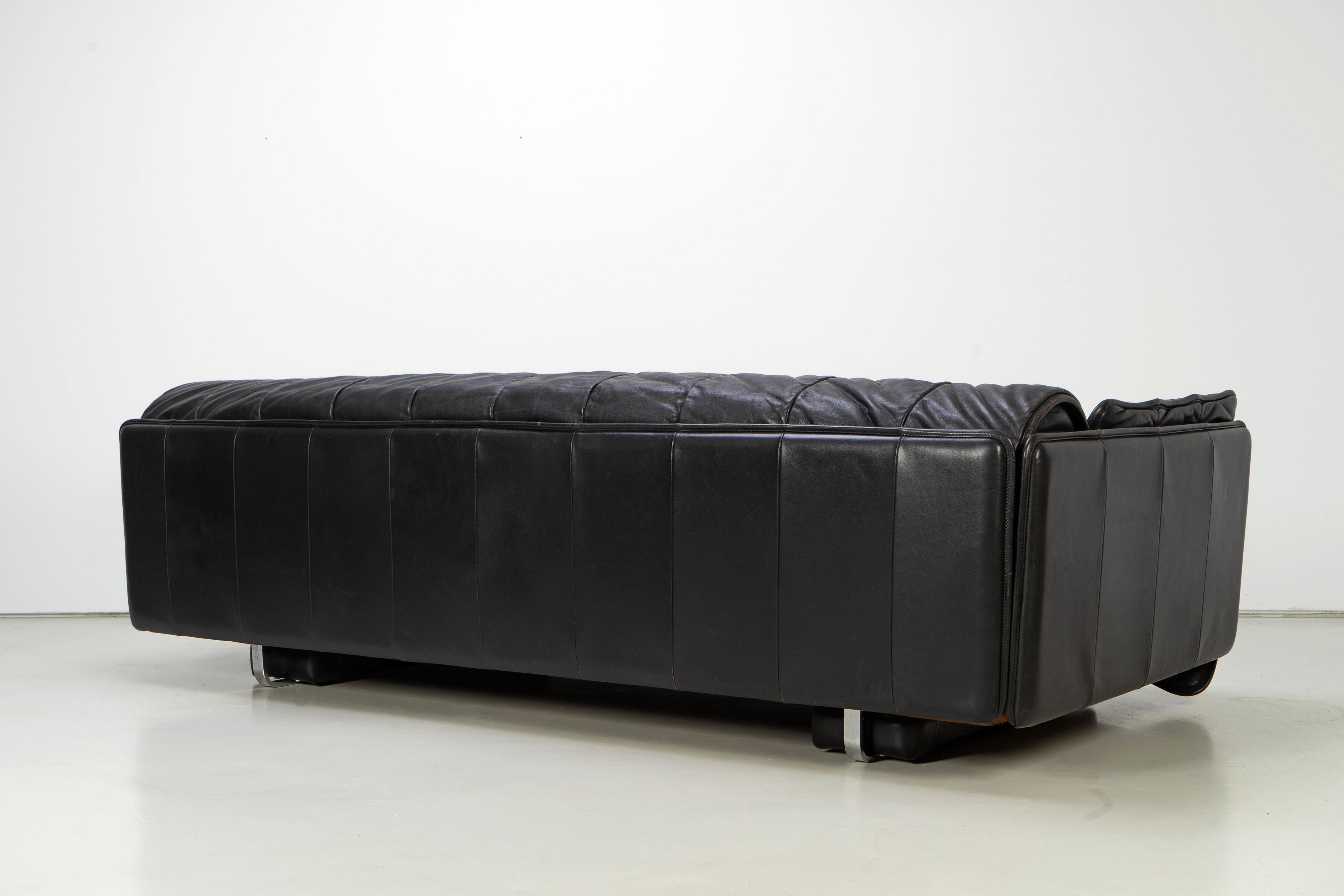 20th Century 1970s Sofa De Sede DS-69 Switzerland Black Leather Daybed
