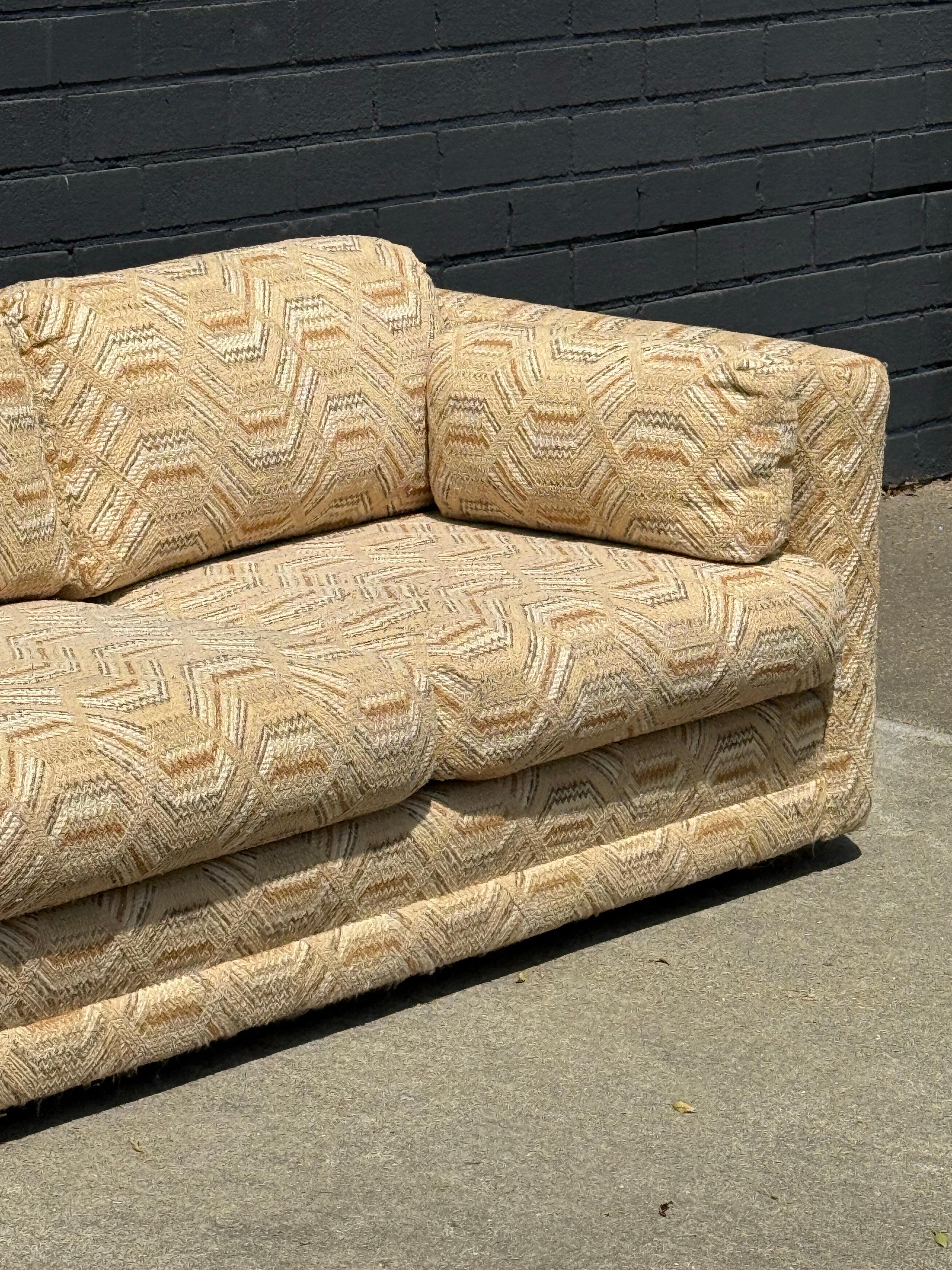 Fabric 1970s Sofa in the Manner of Milo Baughman