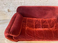 1970s Sofa With Curved Arm and Brass Plinth Base