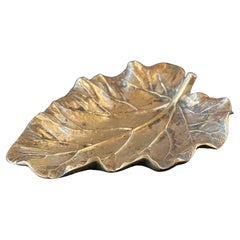 1970's Solid Brass Autumn Leaf Catch It All / Ashtray Decorative Sculpture
