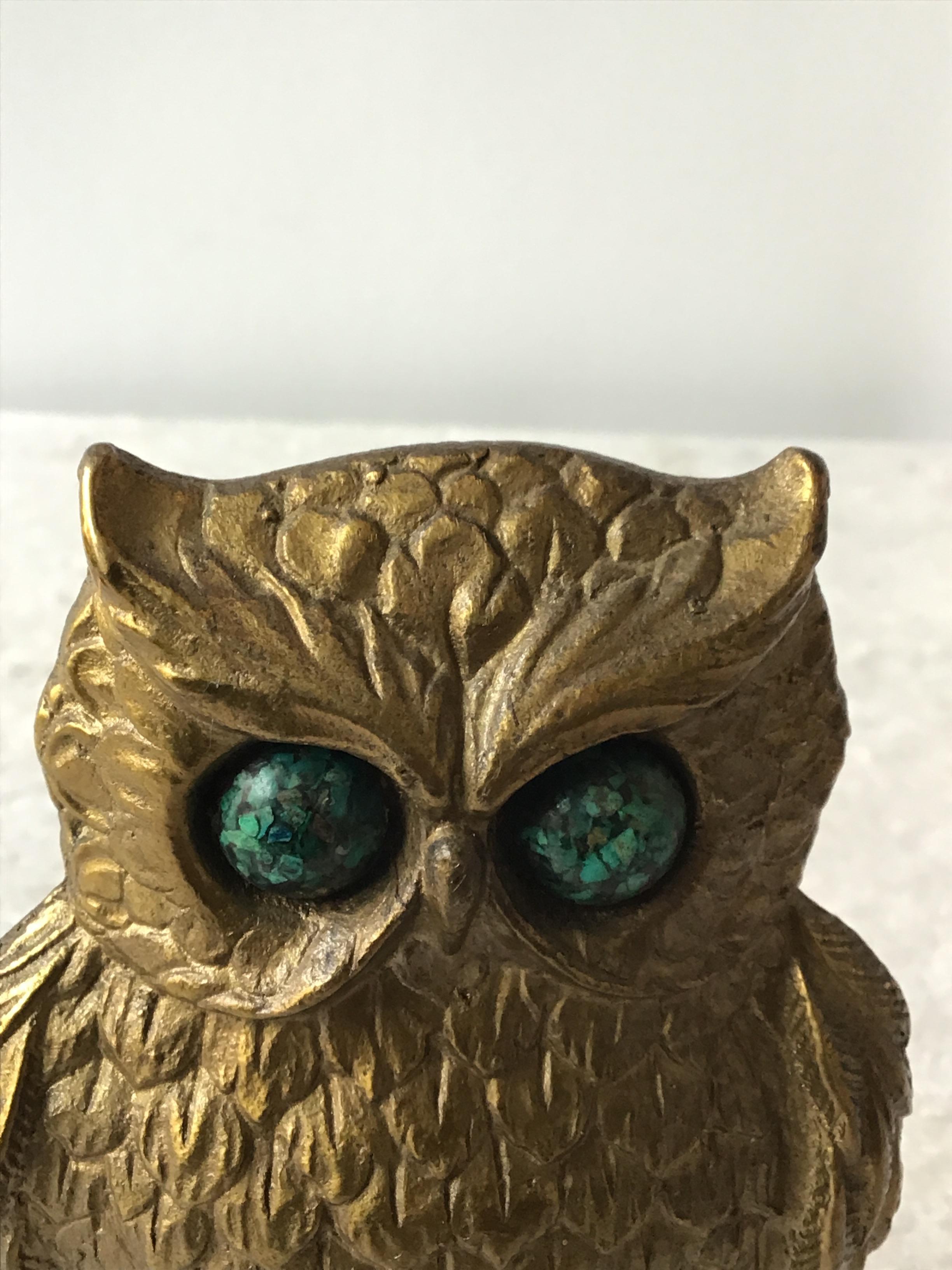 vintage brass owl bookends