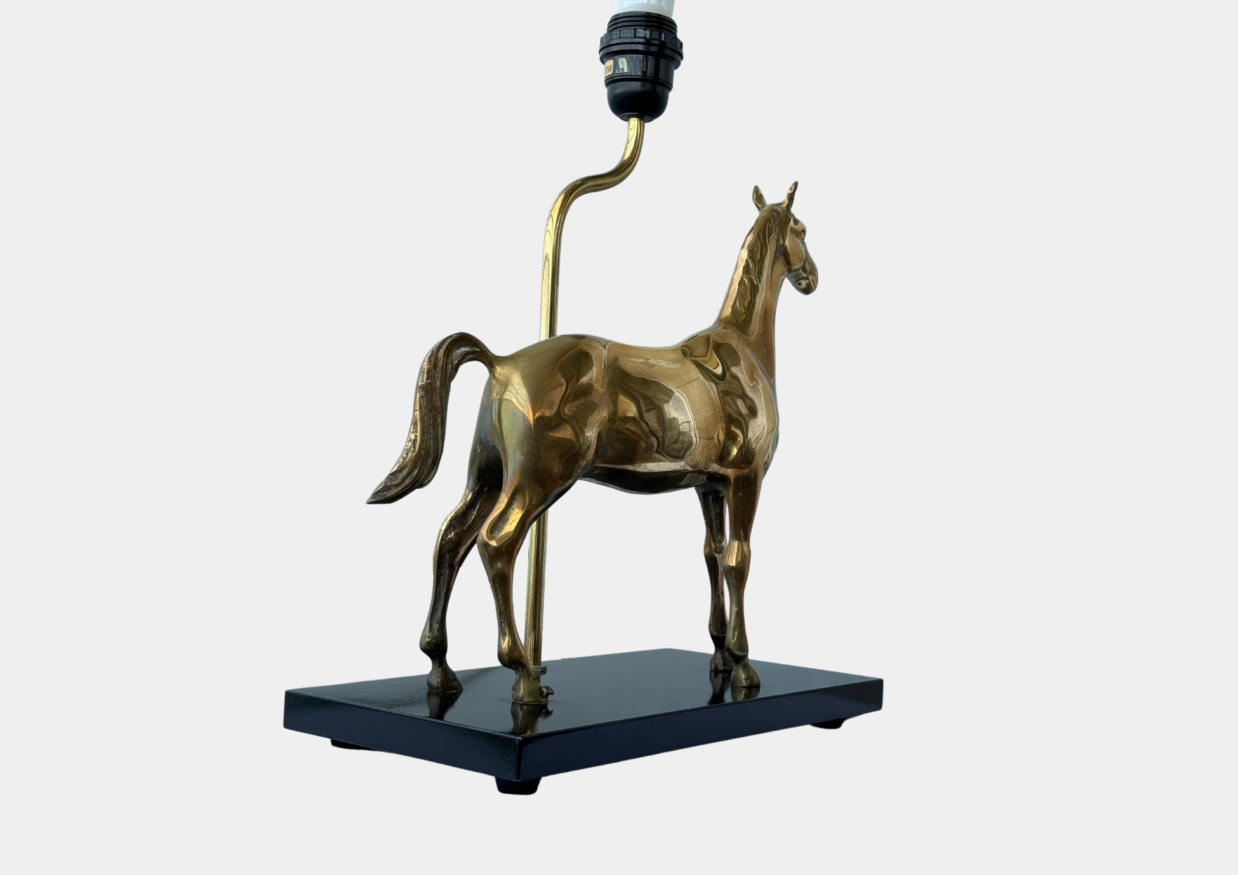 1970s Solid Brass Horse Table lamp by DEKNUDT Belgium For Sale 3