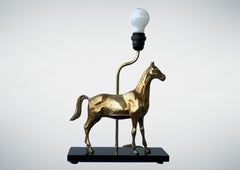 1970s Solid Brass Horse Table lamp by DEKNUDT Belgium