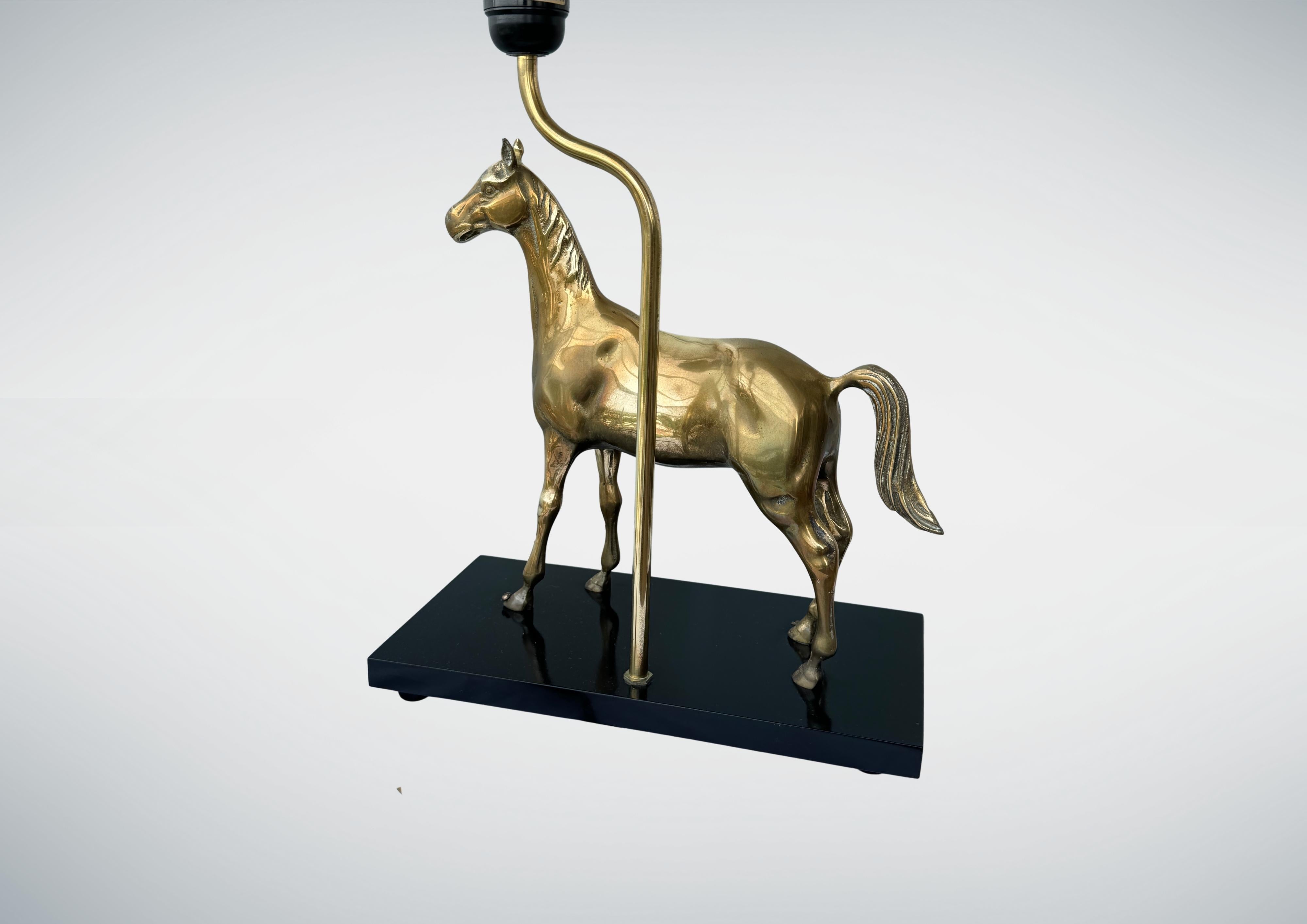 1970s Solid Brass Horse Table lamp by DEKNUDT Belgium For Sale 2