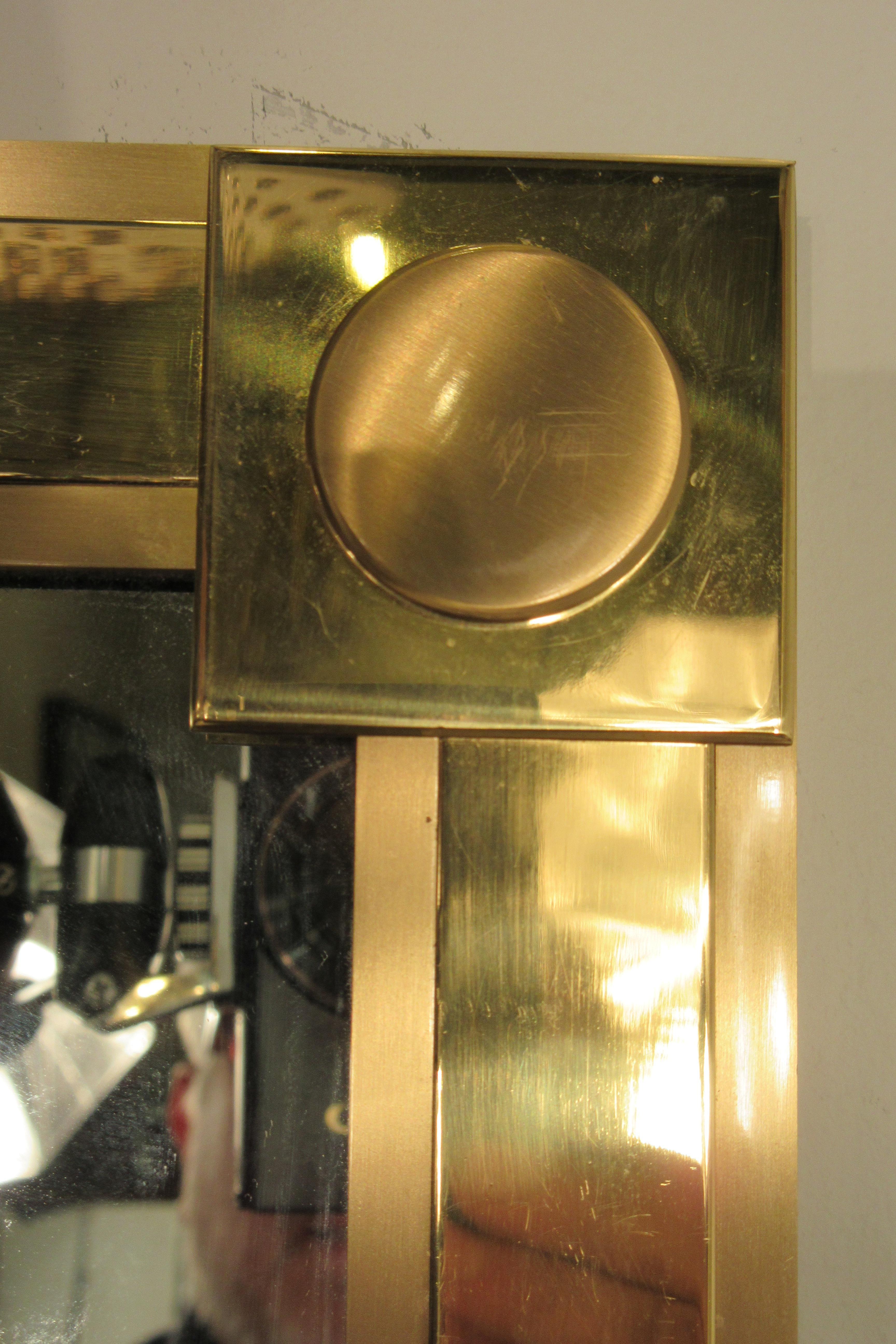 1970s Solid Brass Mirror In Good Condition In Tarrytown, NY