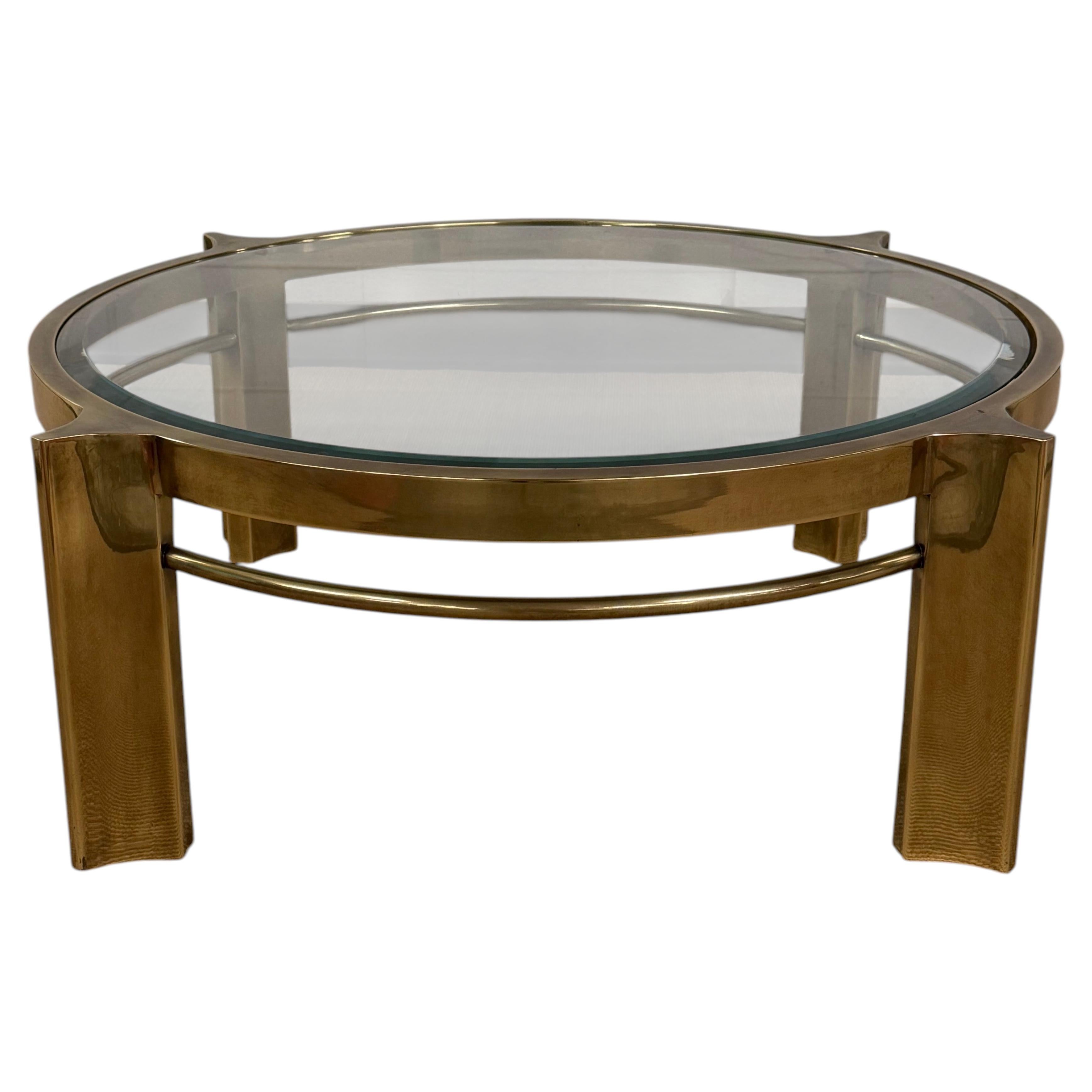 1970's Solid Brass Round Coffee Table from Mastercraft