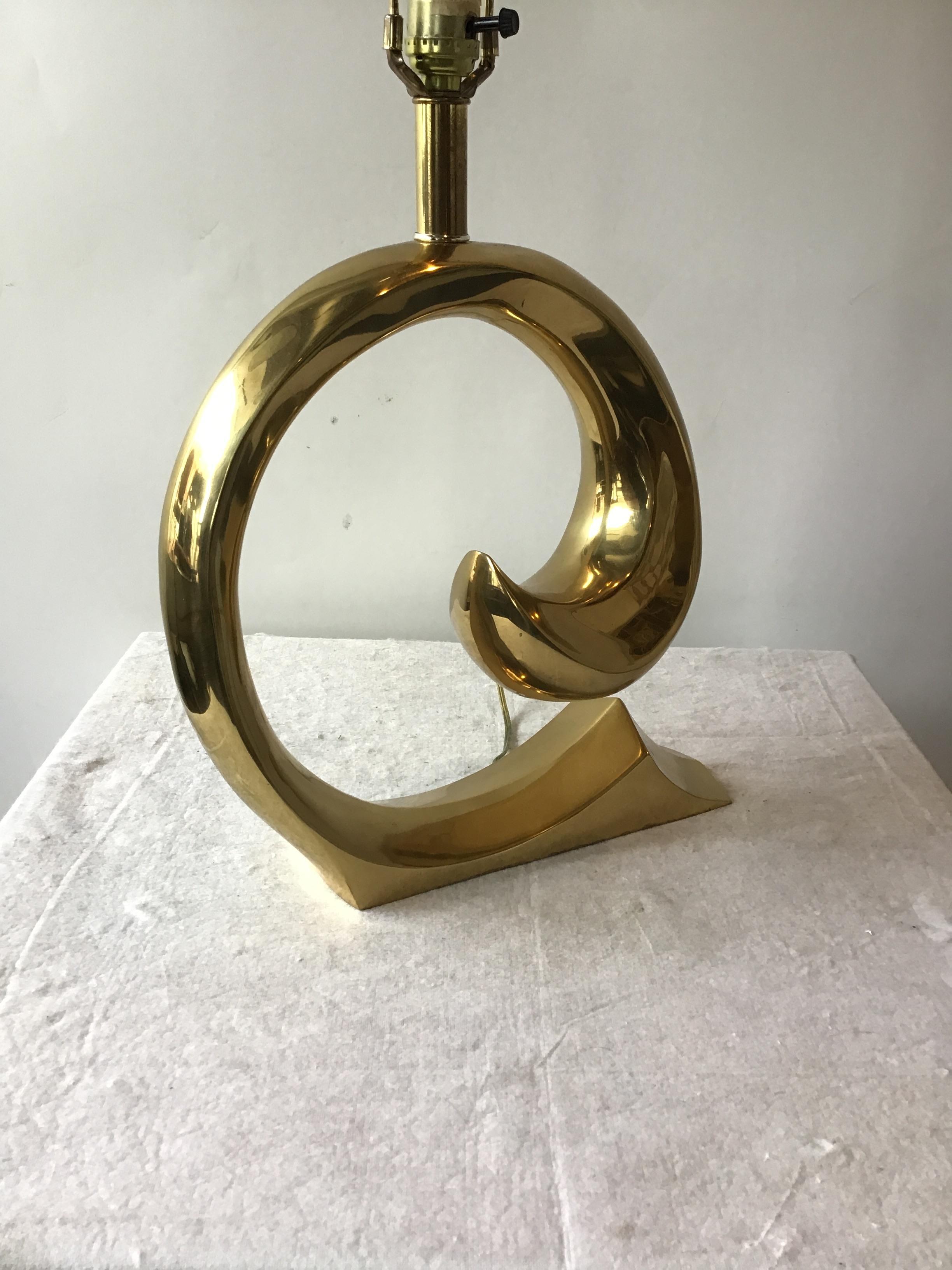 1970s Solid Brass Sculptural Table Lamps In Good Condition For Sale In Tarrytown, NY