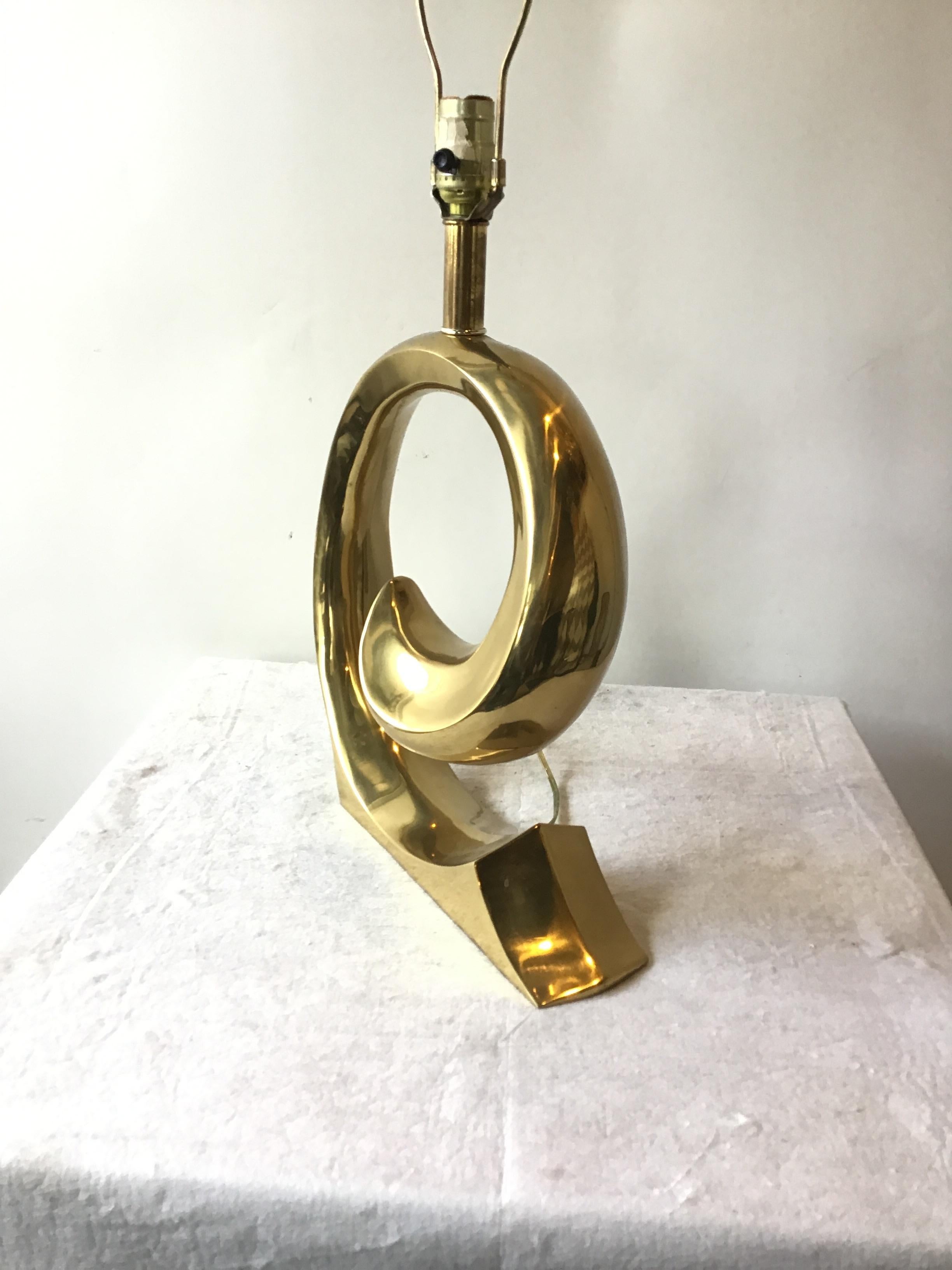 Late 20th Century 1970s Solid Brass Sculptural Table Lamps For Sale