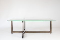 1970s Solid Bronze and rosewood Architectural Coffee table Tom Lopinski Dunbar