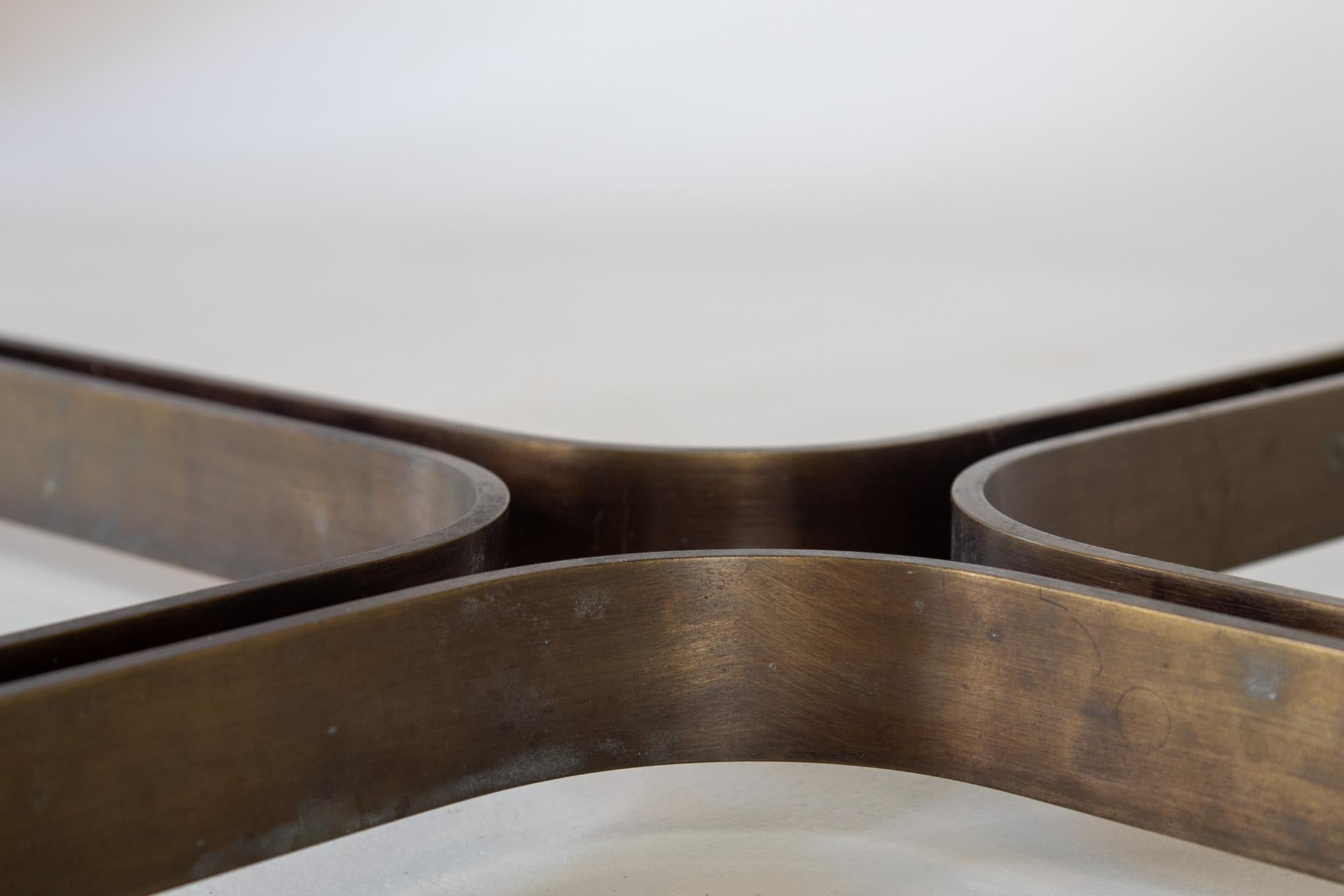 1970s Solid Bronze and rosewood Architectural Coffee table Tom Lopinski Dunbar For Sale 2