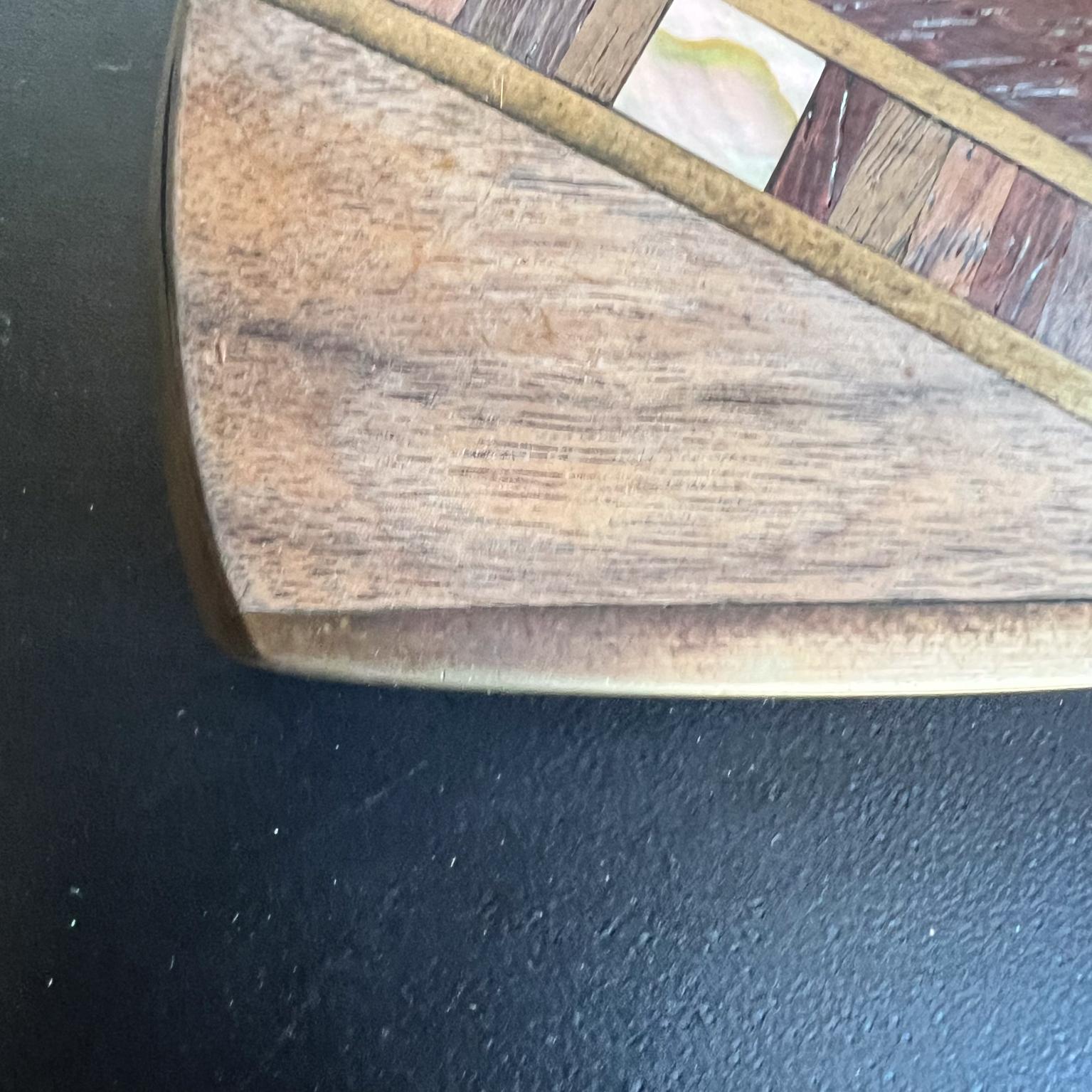 1970s Solid Bronze Belt Buckle Wood Abalone Inlay For Sale 1