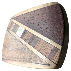 Hebilla de cinturón de bronce macizo de los años 70 Incrustación de abulón en madera