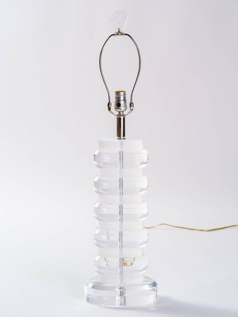 Geometric Solid Lucite Lamp in the Style of Karl Springer, circa 1970s For Sale 4