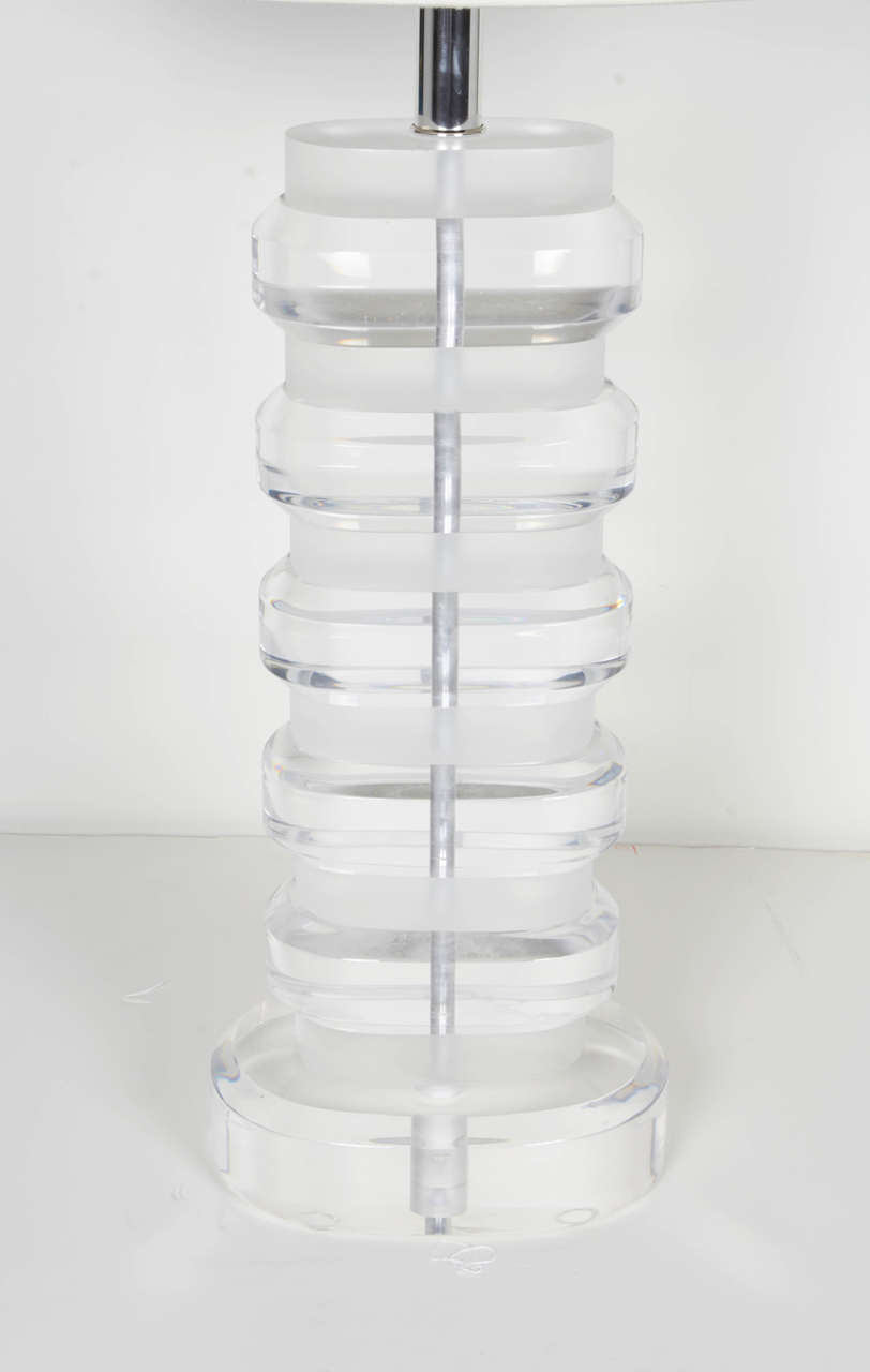 American Geometric Solid Lucite Lamp in the Style of Karl Springer, circa 1970s For Sale