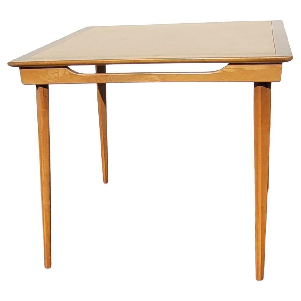 Mid-Century Modern 1970s Solid Maple and Leatherette Top Folding Card Table