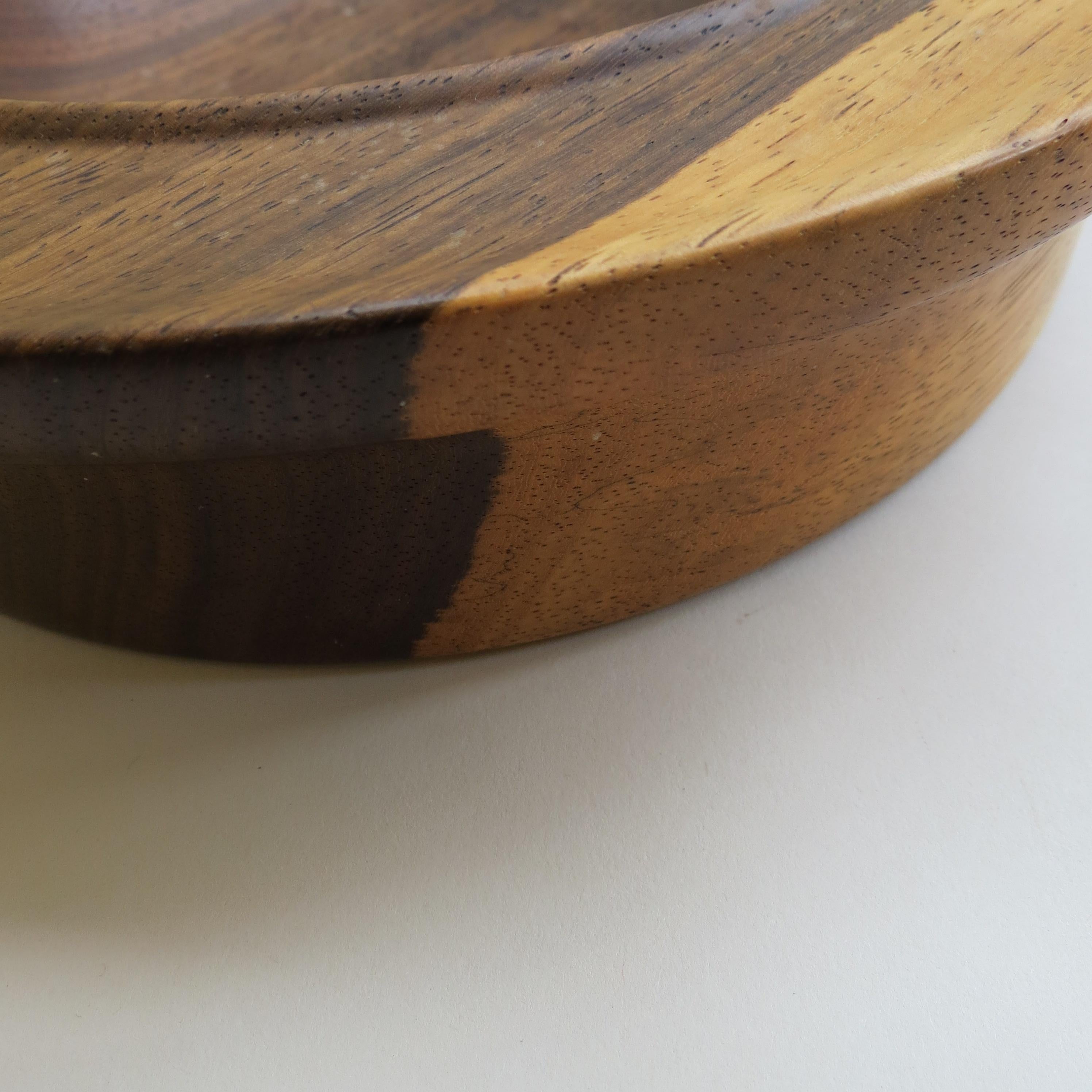 1970s Solid Midcentury Padouk Large Wooden Fruit Bowl Hand Turned 3