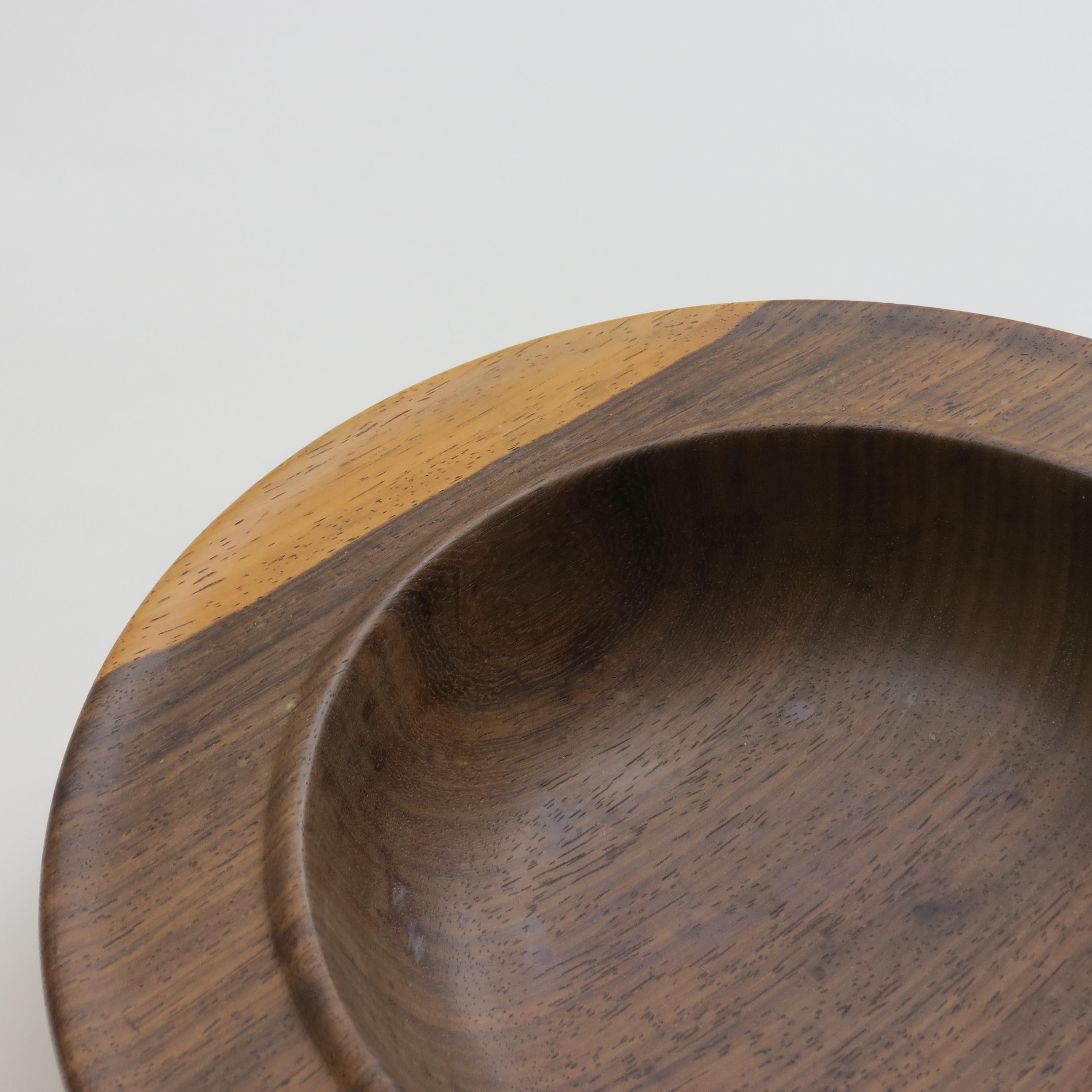 Hand-Crafted 1970s Solid Midcentury Padouk Large Wooden Fruit Bowl Hand Turned