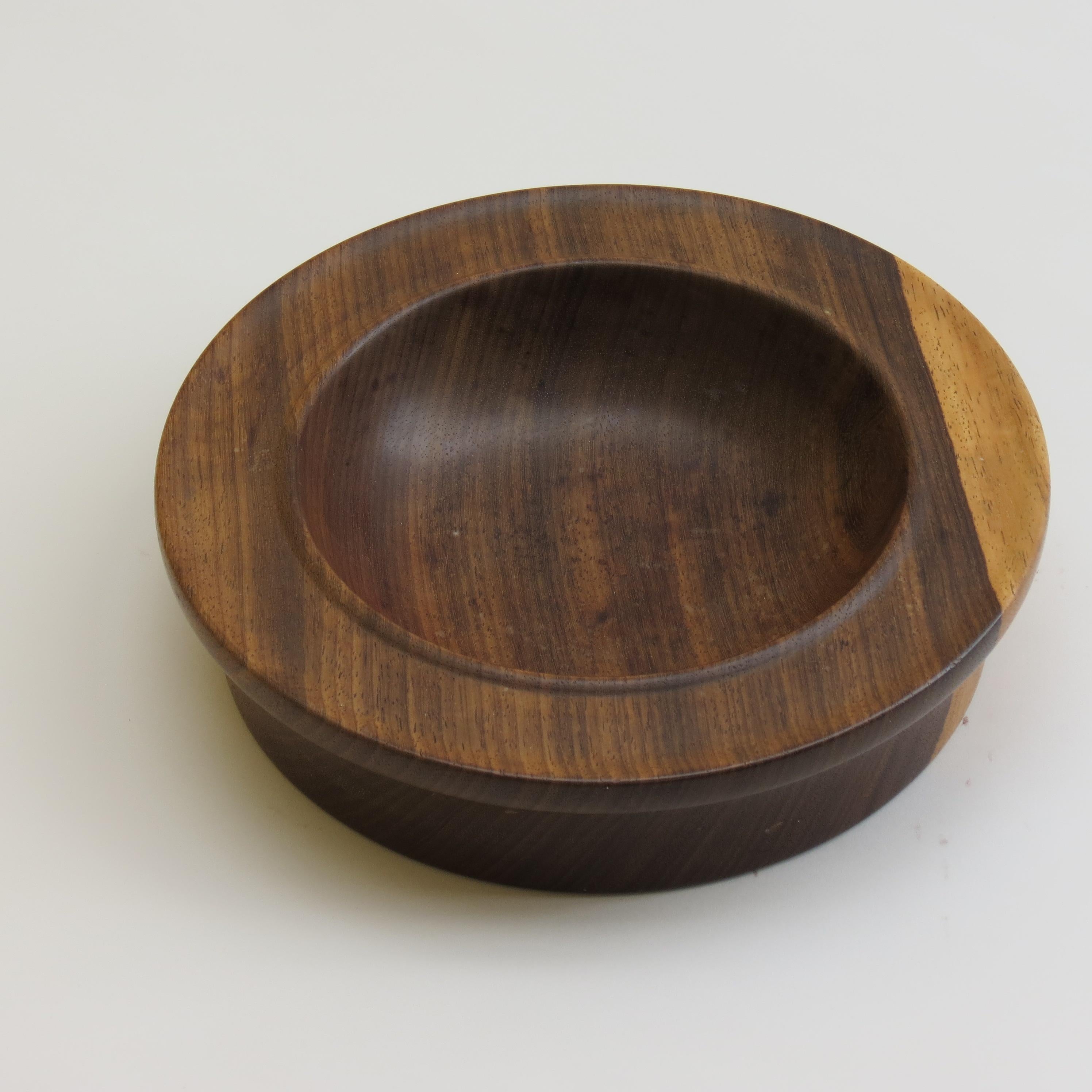 1970s Solid Midcentury Padouk Large Wooden Fruit Bowl Hand Turned 1