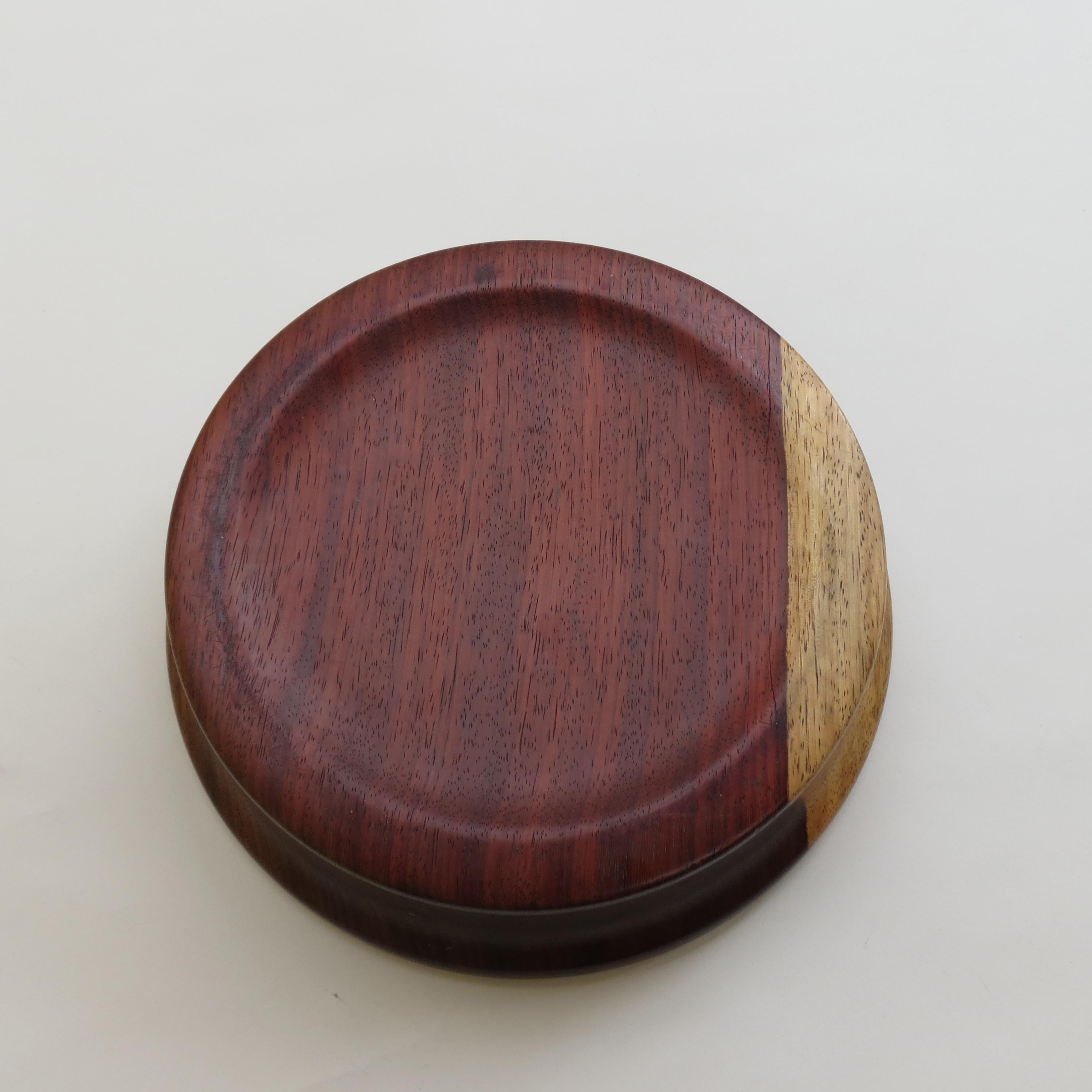 1970s Solid Midcentury Padouk Large Wooden Fruit Bowl Hand Turned 2